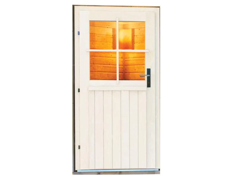 Karibu Saunahaus Skrollan 2 in terragrau- ohne Ofen- klassische Tür - Image 5