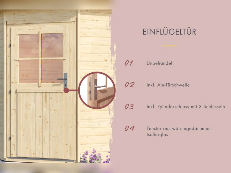 Karibu Saunahaus Skrollan 2, inkl. 9 kW Bioofen ext. Steuerung HUUM - Klassische Tür - Image 5