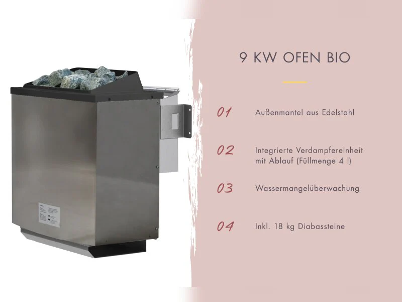 Karibu Saunahaus Skrollan 3, inkl. 9 kW Bioofen ext. Steuerung HUUM - Klassische Tür - Image 3