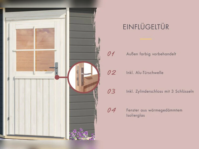 Karibu Saunahaus Skrollan 3, inkl. 9 kW Bioofen ext. Steuerung HUUM - Klassische Tür, Terragrau - Image 5