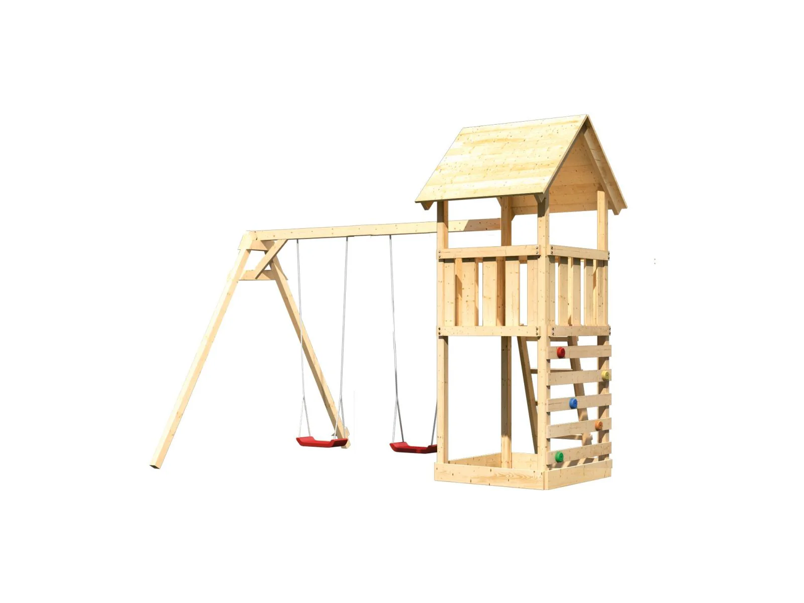 Karibu Spielturm Lotti mit Kletterwand und Doppelschaukel - Image 4