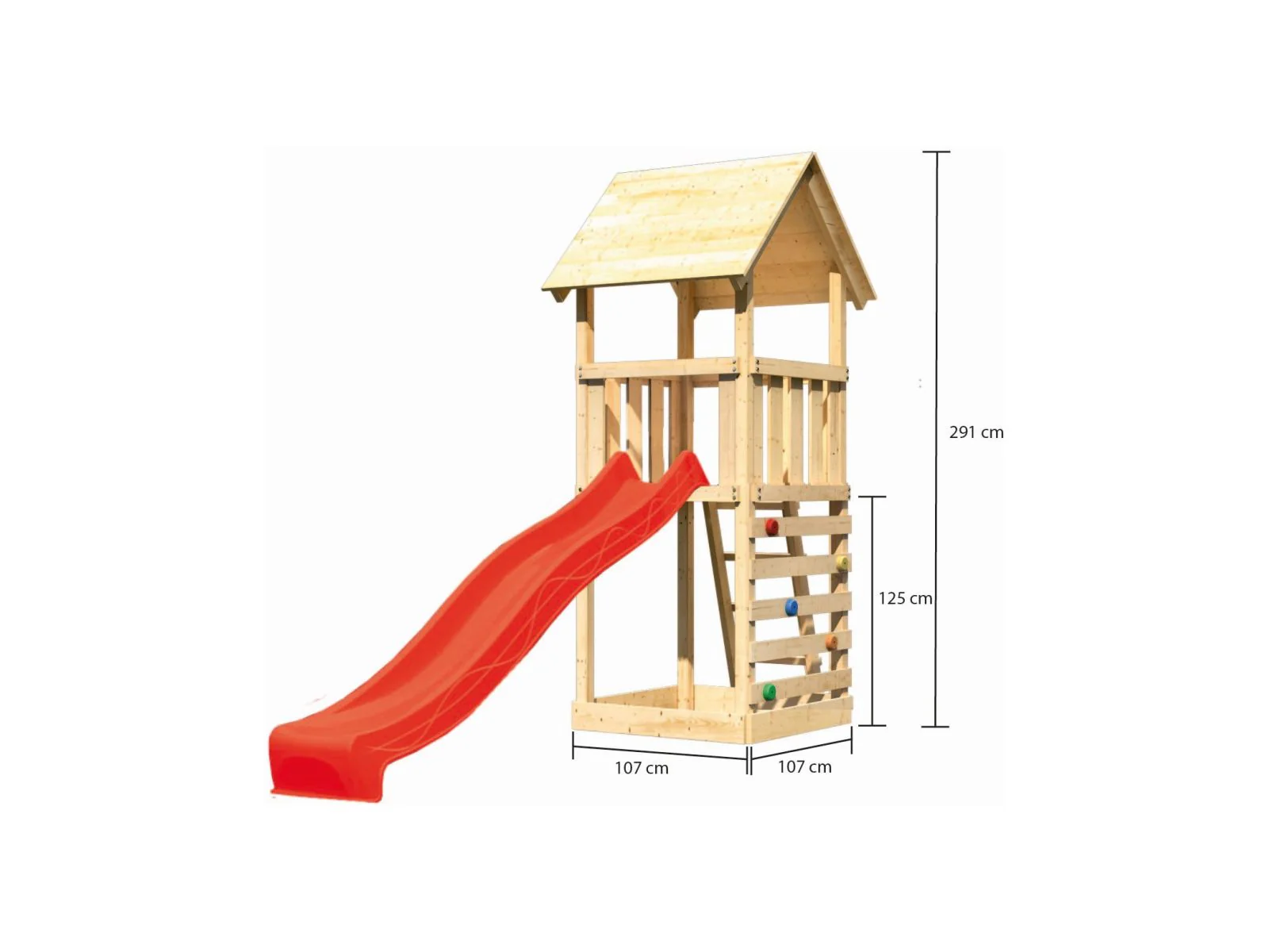 Karibu Spielturm Lotti mit Kletterwand und Rutsche rot - Image 2