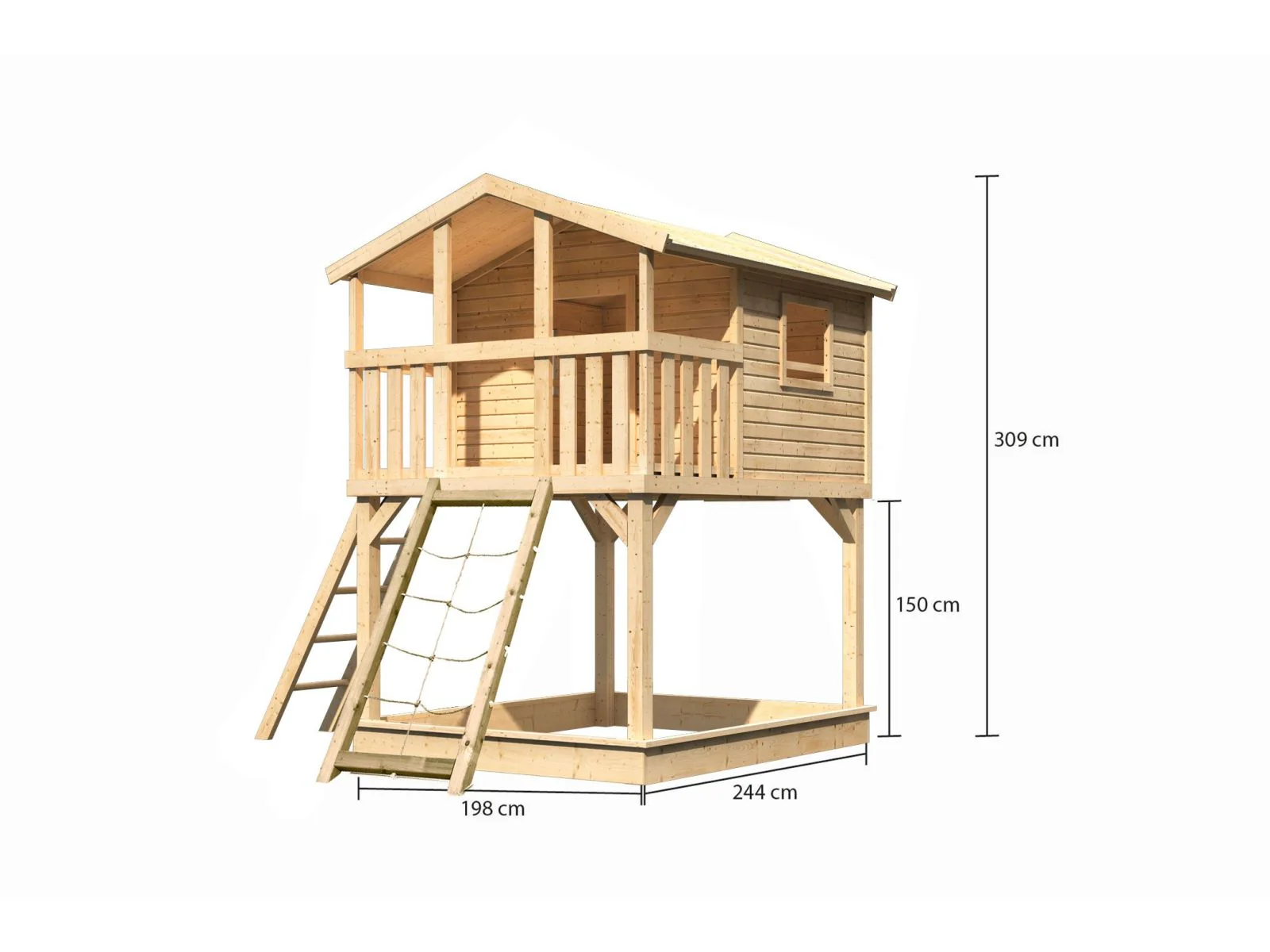 Karibu Stelzenhaus Benjamin naturbelassen mit Netzrampe - Image 2