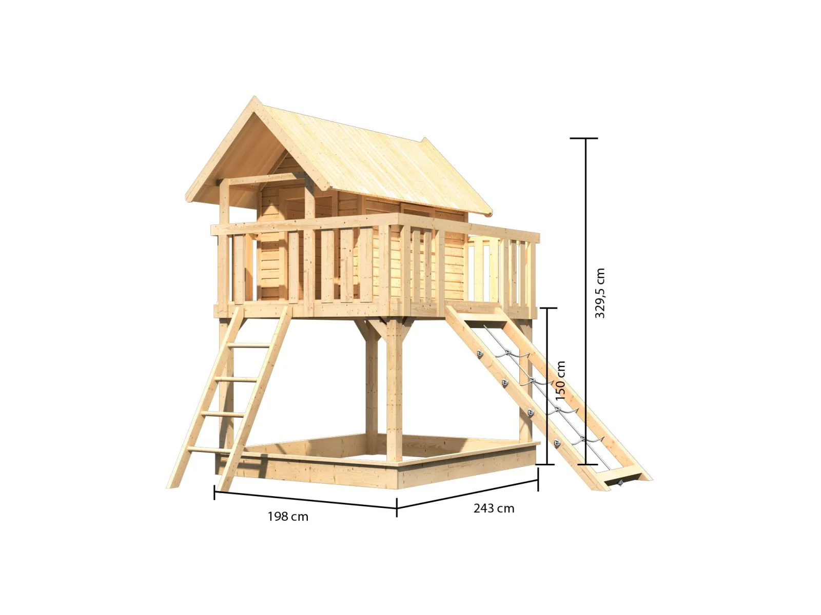 Karibu Stelzenhaus Fidel naturbelassen + Netzrampe - Image 2