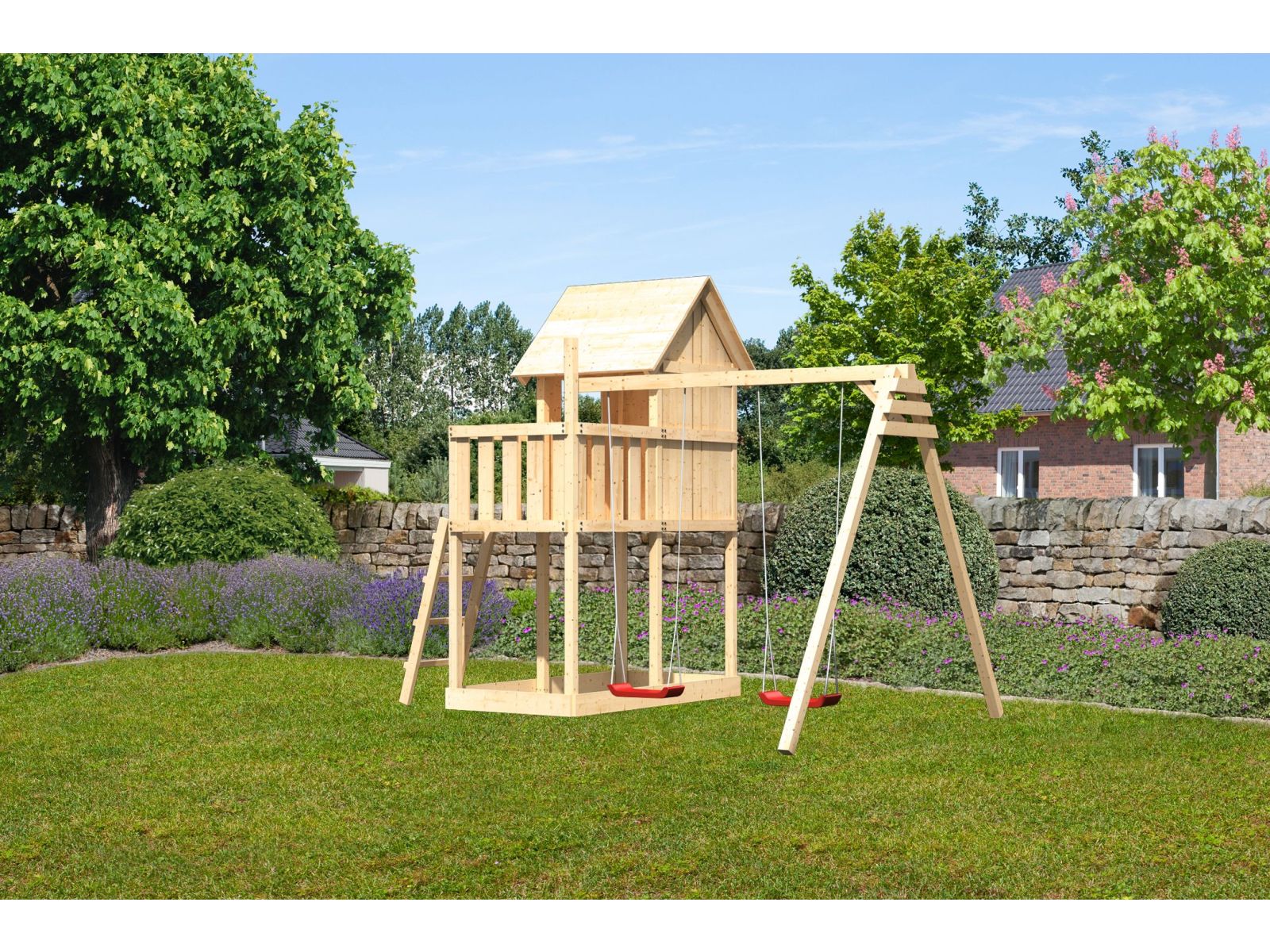 Karibu Stelzenhaus Frieda + Doppelschaukel