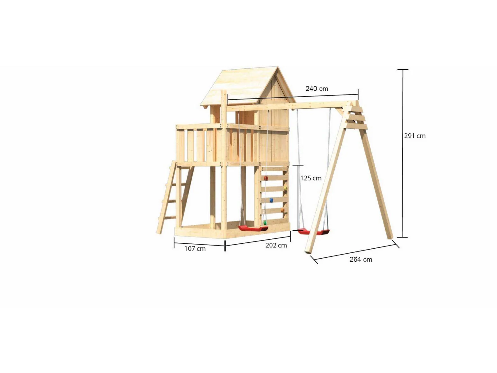 Karibu Stelzenhaus Frieda + Doppelschaukel + Kletterwand - Image 2