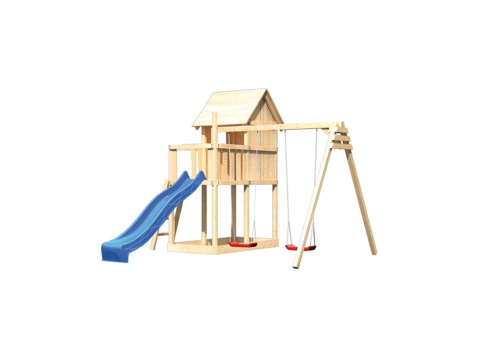 Karibu Stelzenhaus Frieda + Rutsche blau + Doppelschaukel - Image 6