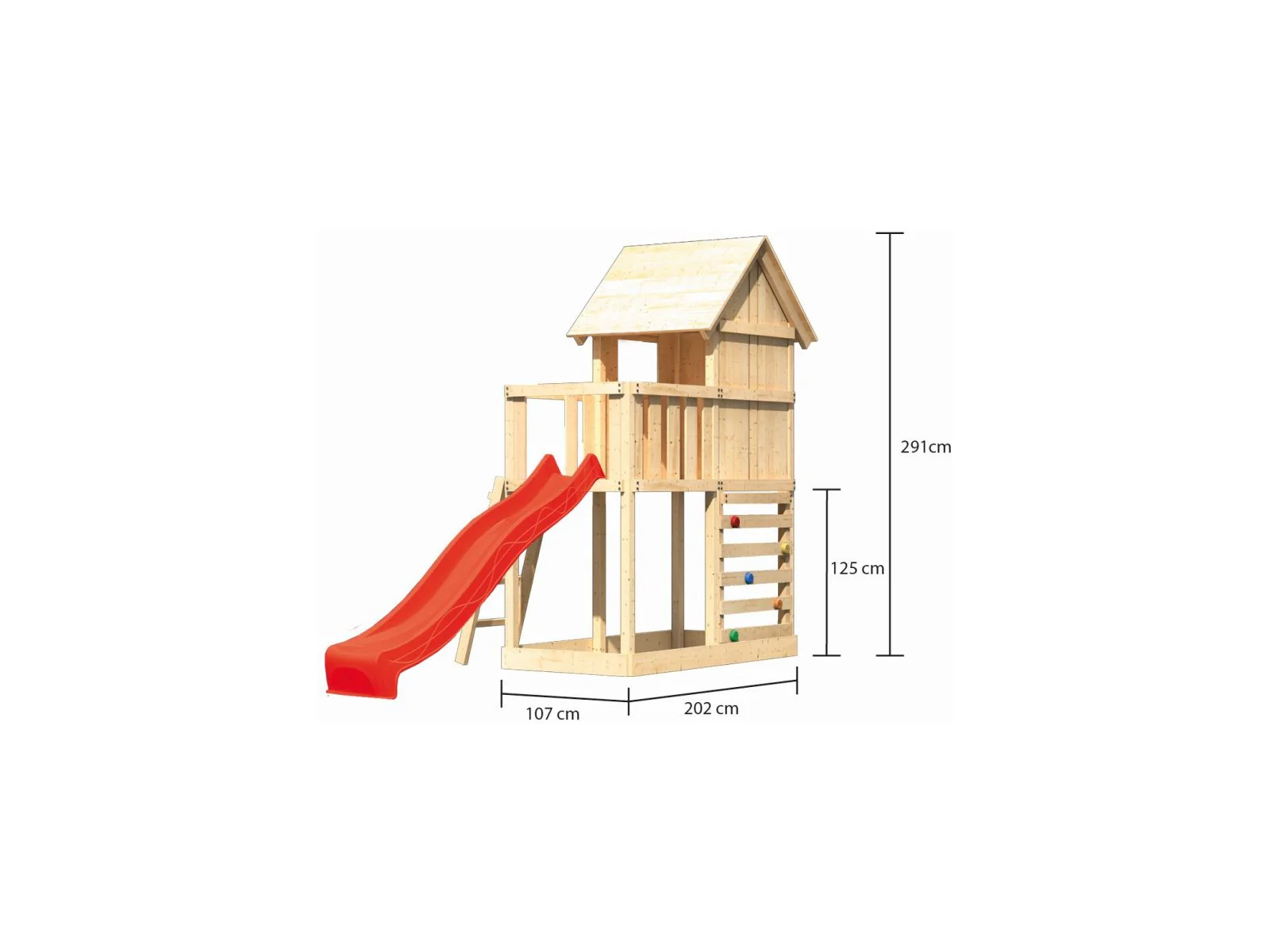 Karibu Stelzenhaus Frieda + Rutsche rot + Kletterwand - Image 2
