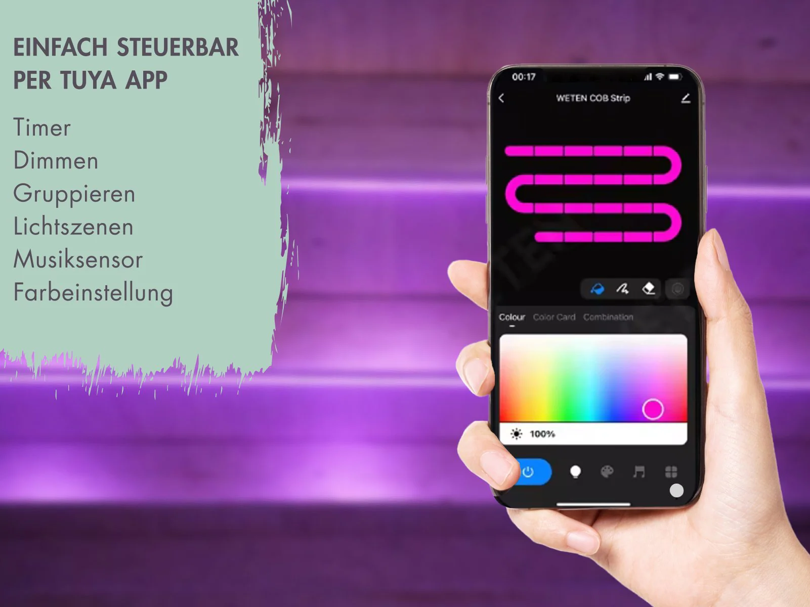 Karibu WM Pavillon S, inkl. Holzbar mit LED RGB Streifen 5m - Image 8