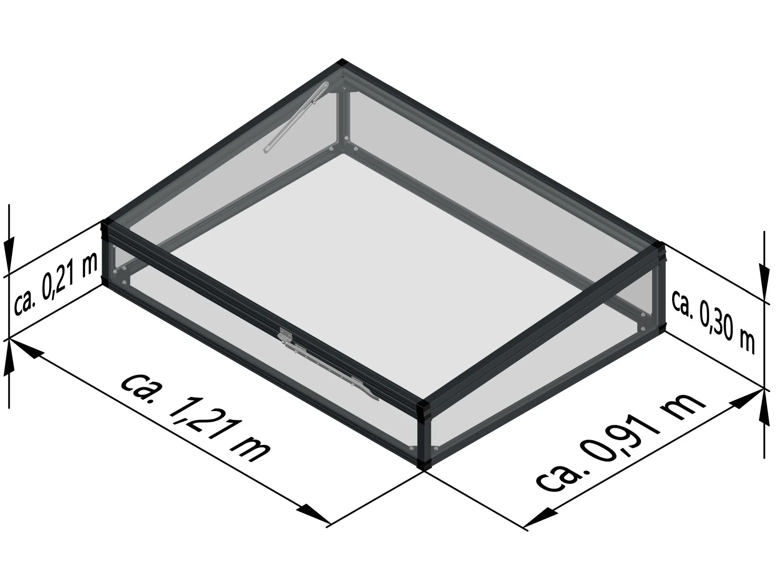 KGT Frühbeetaufsatz für Aluminium-Hochbeet 130, anthrazit-grau - Image 3