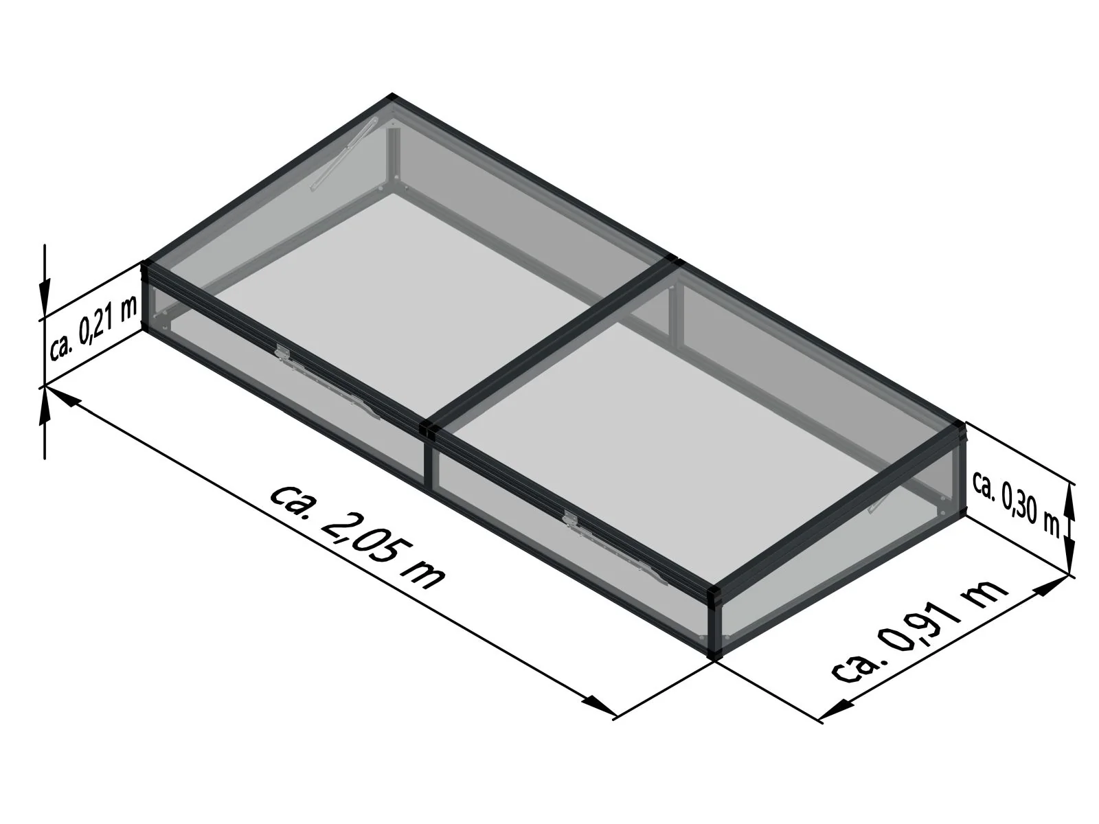 KGT Frühbeetaufsatz für Aluminium-Hochbeet 210, anthrazit-grau - Image 3