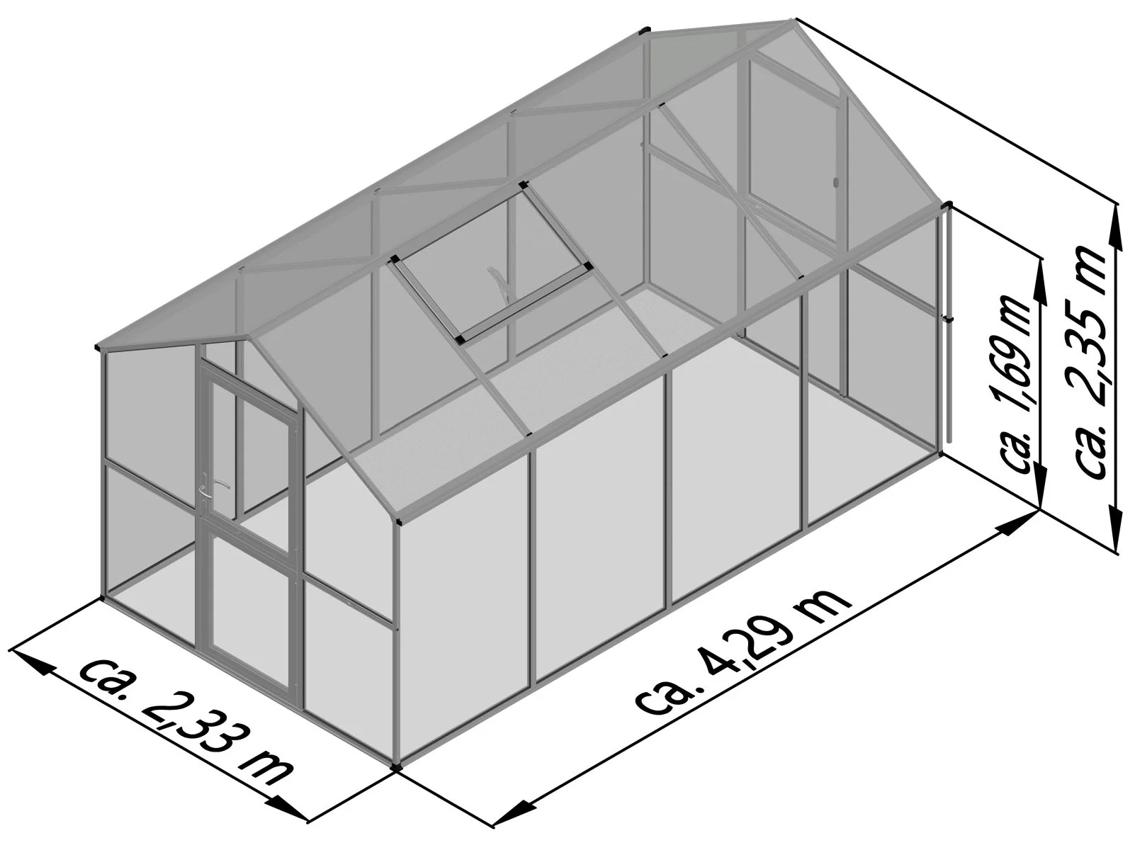 KGT Gewächshaus Aptasia IV, 4 mm ESG + 10 mm HKP, anthrazit-grau - Image 10