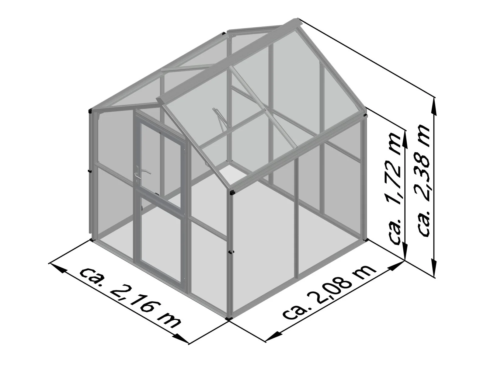 KGT Gewächshaus Galant II, 4 mm ESG + 10 mm HKP, tannengrün - Image 3