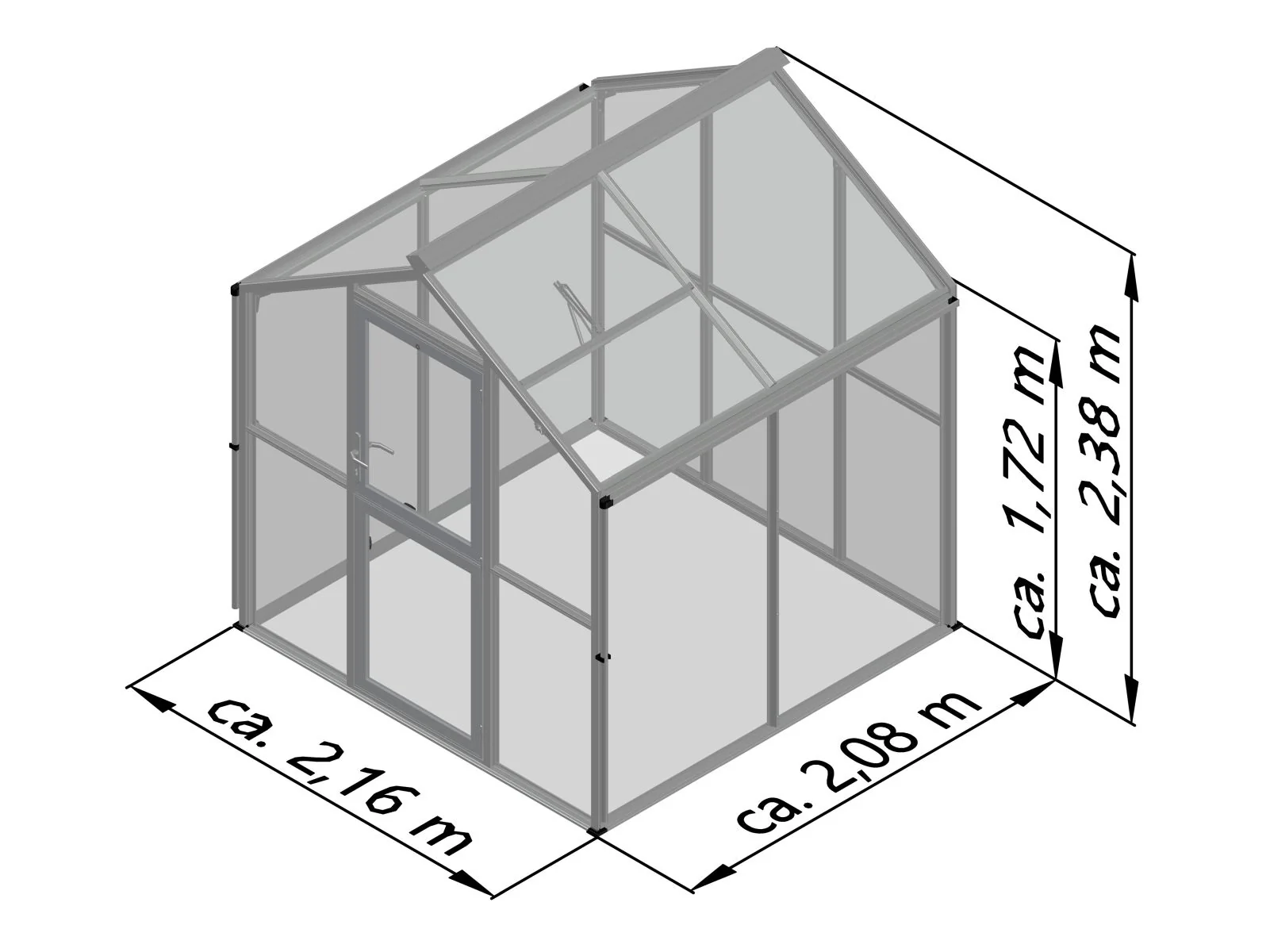 KGT Gewächshaus Galant II, 10 mm HKP, anthrazit-grau - Image 3