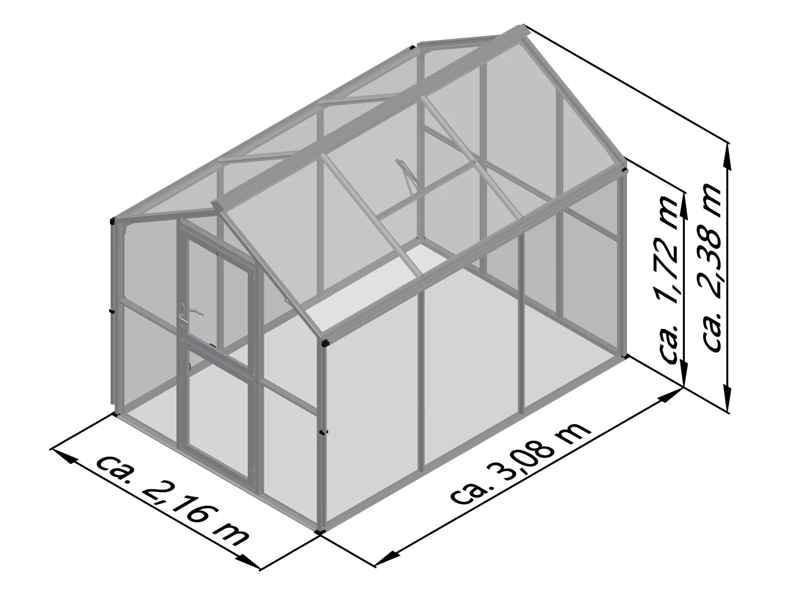 KGT Gewächshaus Galant III, 4 mm ESG + 10 mm HKP, pressblank - Image 4