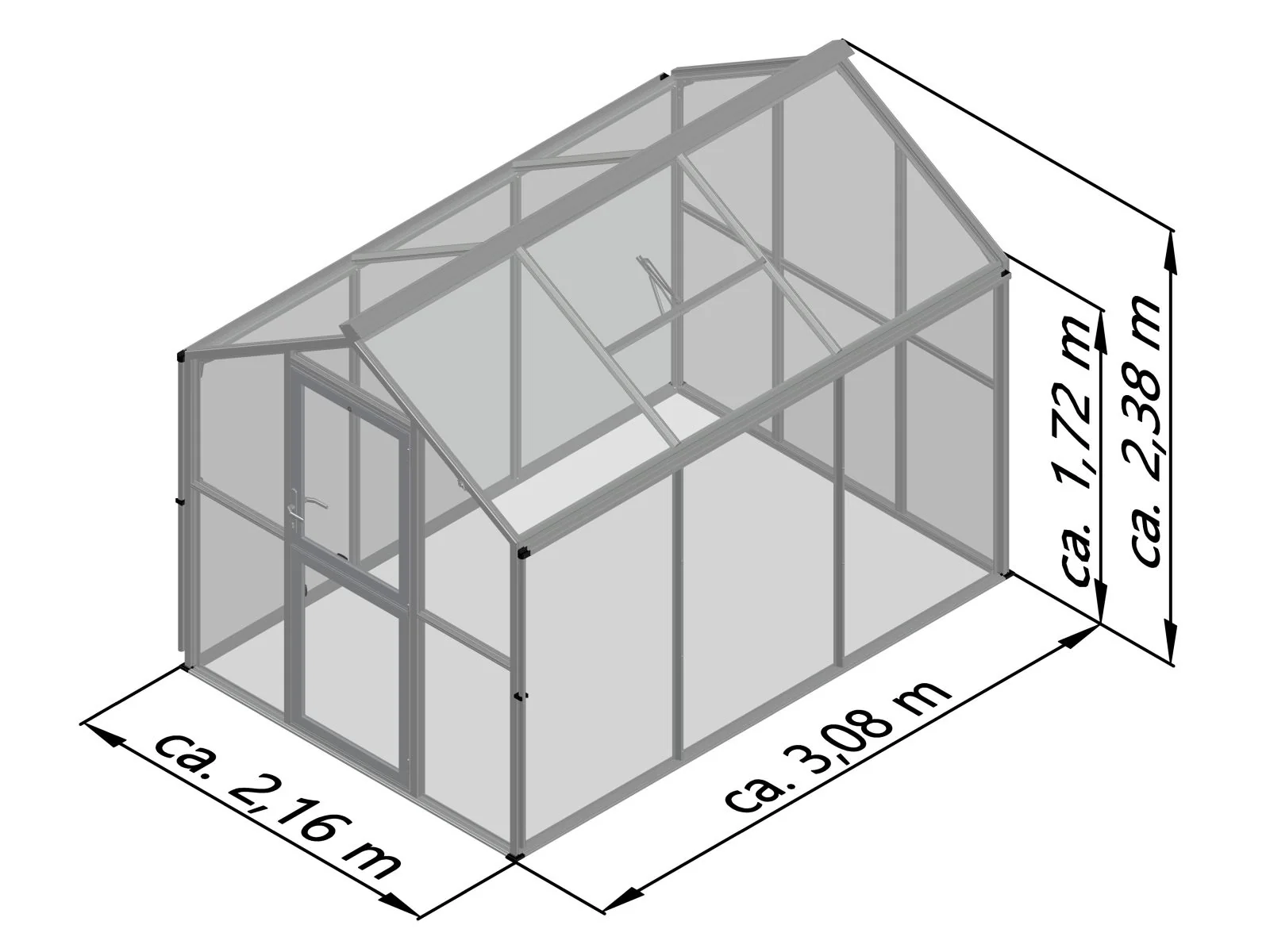 KGT Gewächshaus Galant III, 10 mm HKP, anthrazit-grau - Image 3