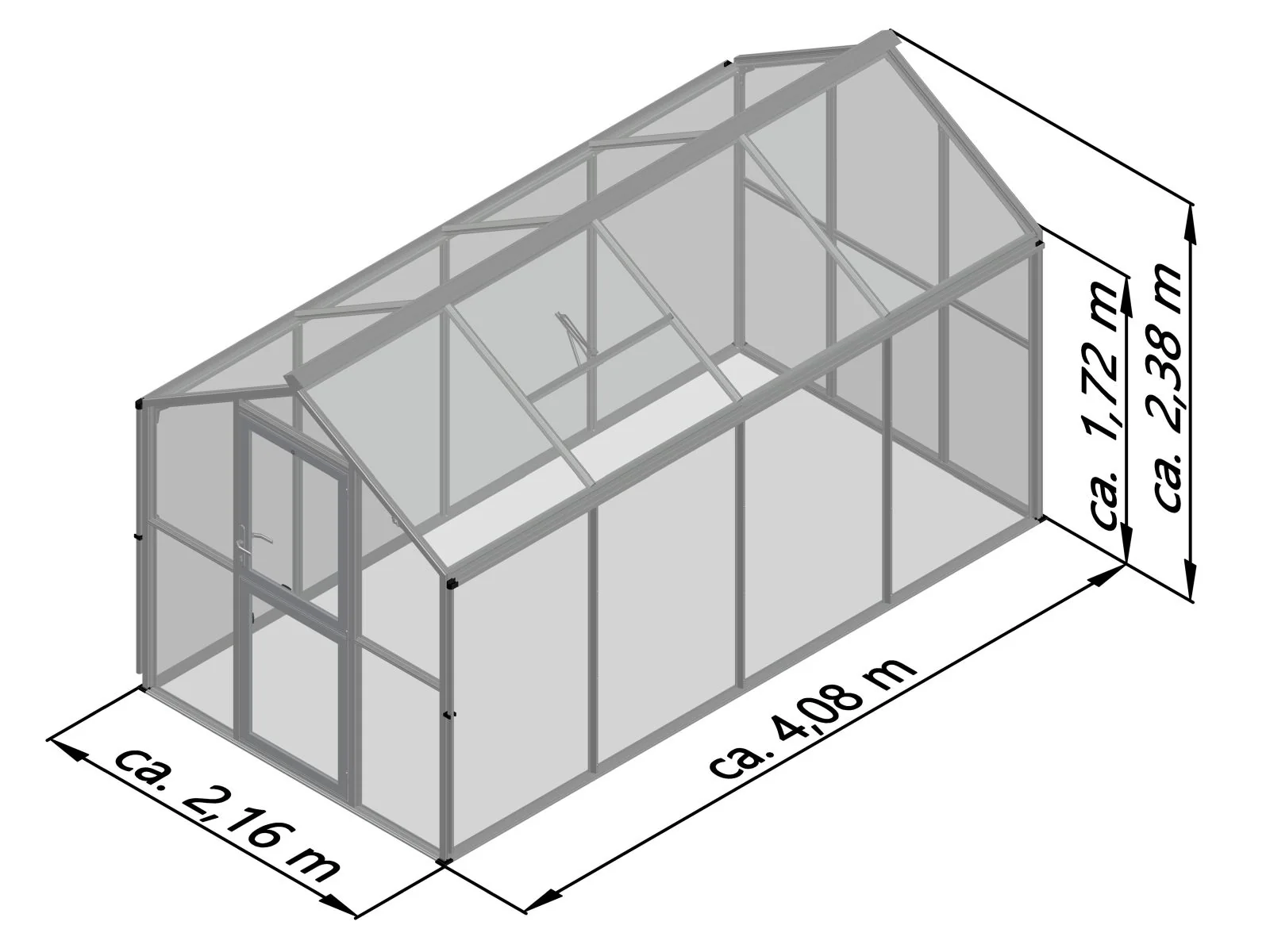 KGT Gewächshaus Galant IV, 4 mm ESG + 10 mm HKP, pressblank - Image 3