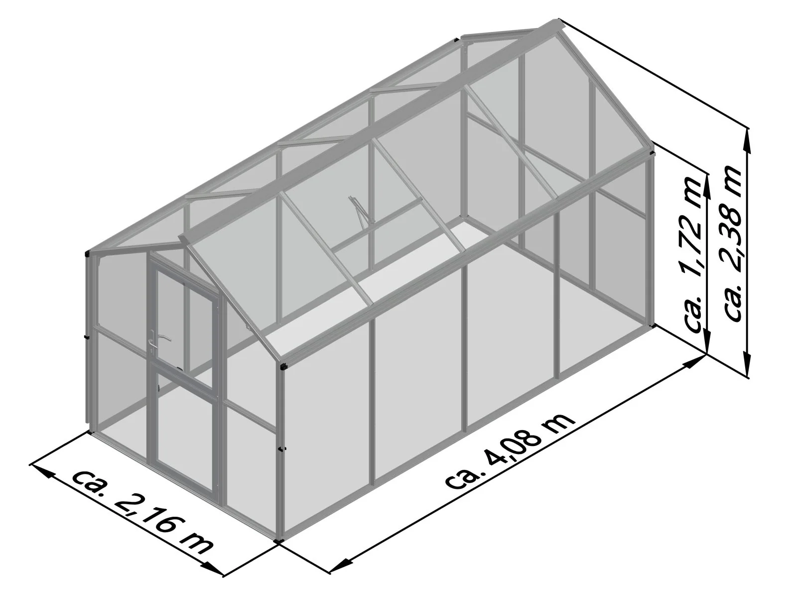 KGT Gewächshaus Galant IV, 4 mm ESG + 10 mm HKP, tannengrün - Image 3