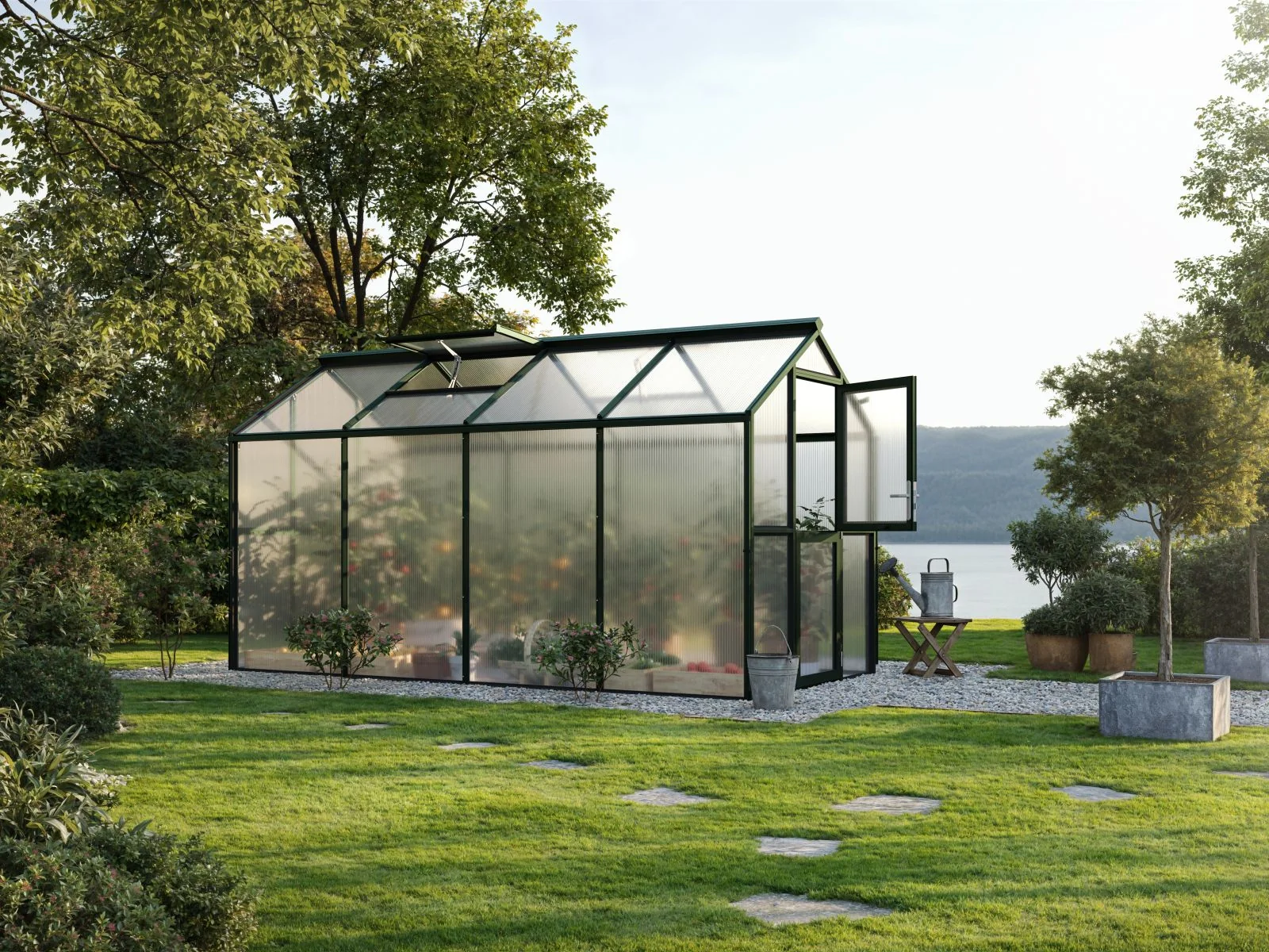 KGT Gewächshaus Galant IV, 10 mm HKP, tannengrün