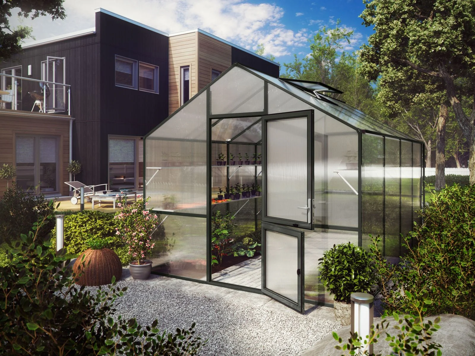 KGT Gewächshaus Lilie IV, HKP 10 mm, anthrazit-grau