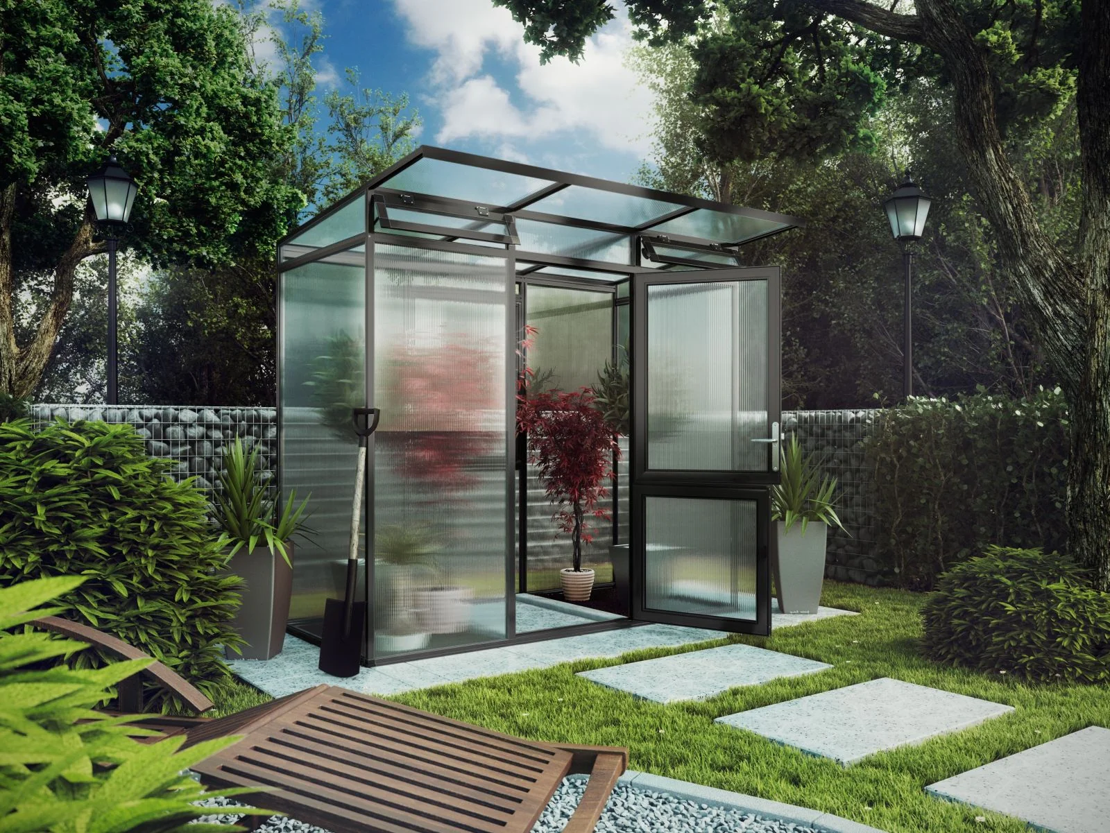 KGT Gewächshaus Linea I, HKP 10 mm, anthrazit-grau