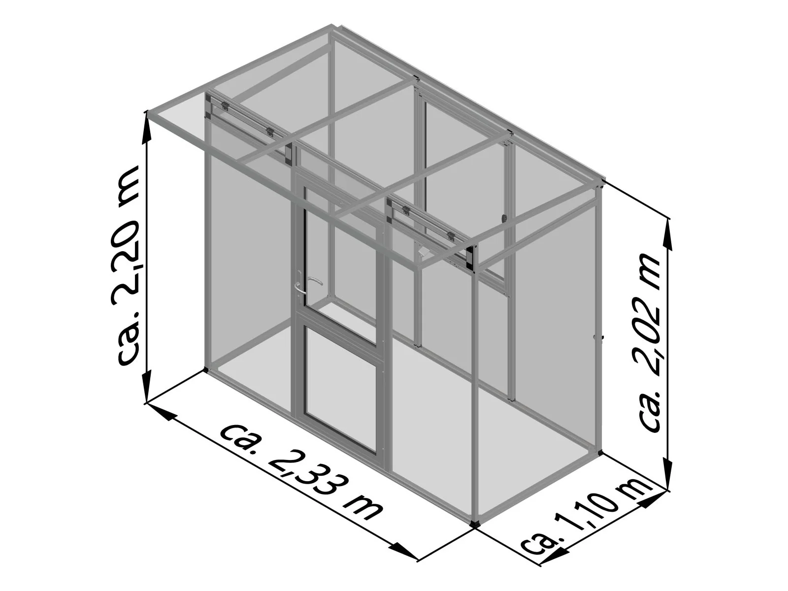 KGT Gewächshaus Linea I, HKP 10 mm, anthrazit-grau - Image 6