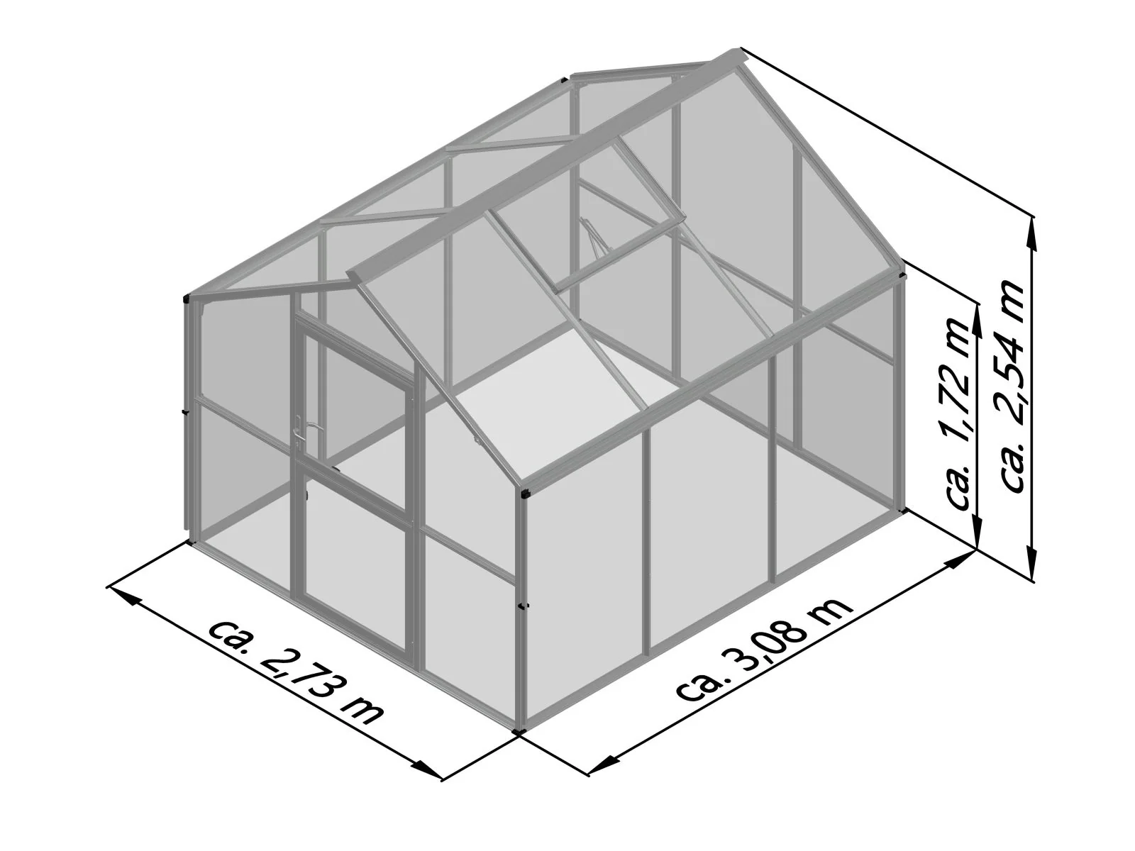 KGT Gewächshaus Novum III, 4 mm ESG + 10 mm HKP, pressblank - Image 3