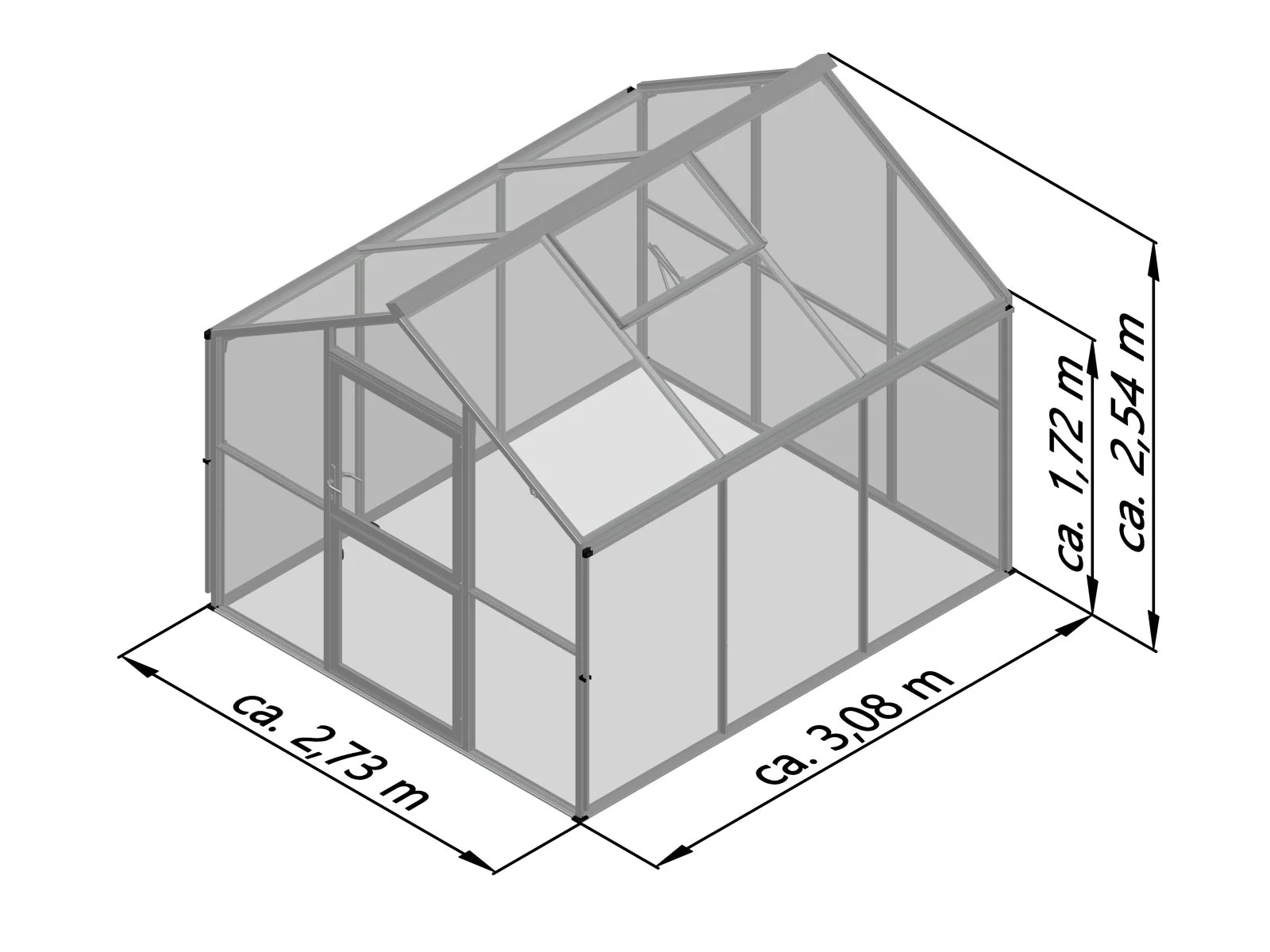 KGT Gewächshaus Novum III, 10 mm HKP, tannengrün - Image 3