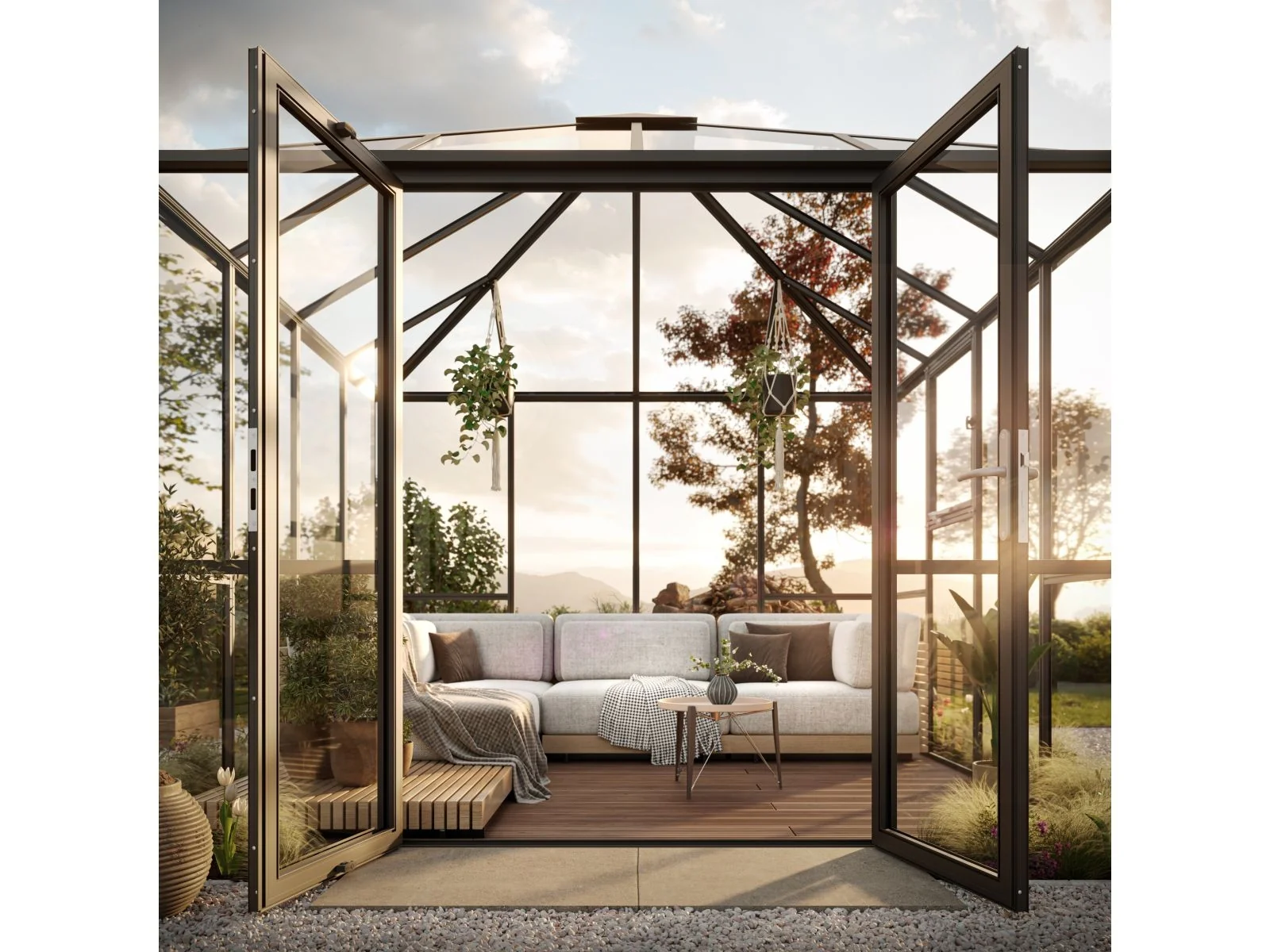 KGT Gewächshaus-Pavillon PaviLux 3,5 m, ESG + HKP, anthrazit-grau - Image 7