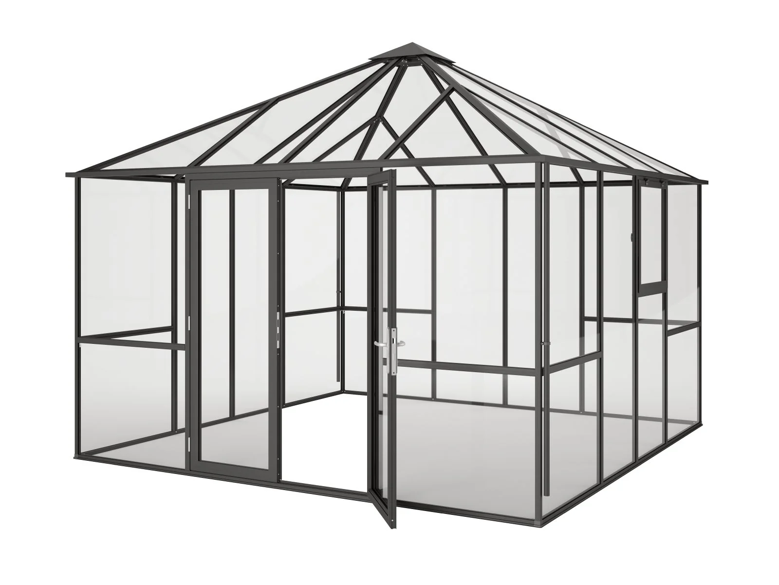 KGT Gewächshaus-Pavillon PaviLux 3,5 m, ESG + HKP, anthrazit-grau - Image 8