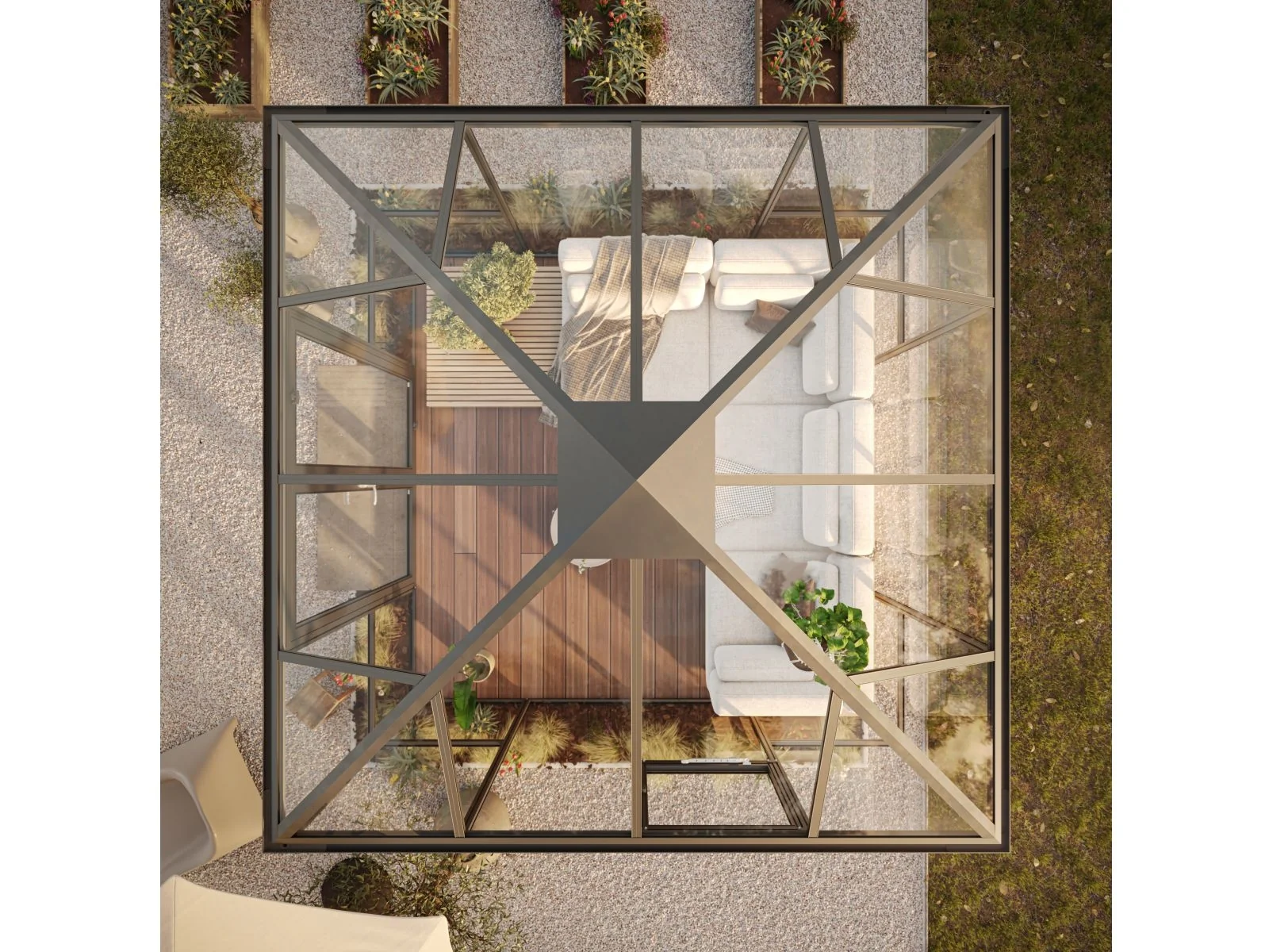 KGT Gewächshaus-Pavillon PaviLux 3 m, ESG, anthrazit-grau - Image 6