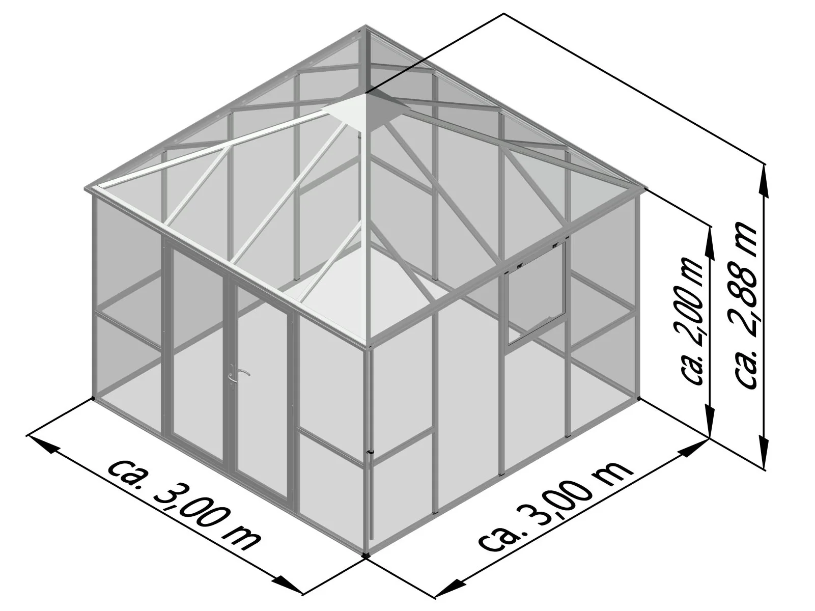 KGT Gewächshaus-Pavillon PaviLux 3 m, ESG + HKP, anthrazit-grau - Image 9