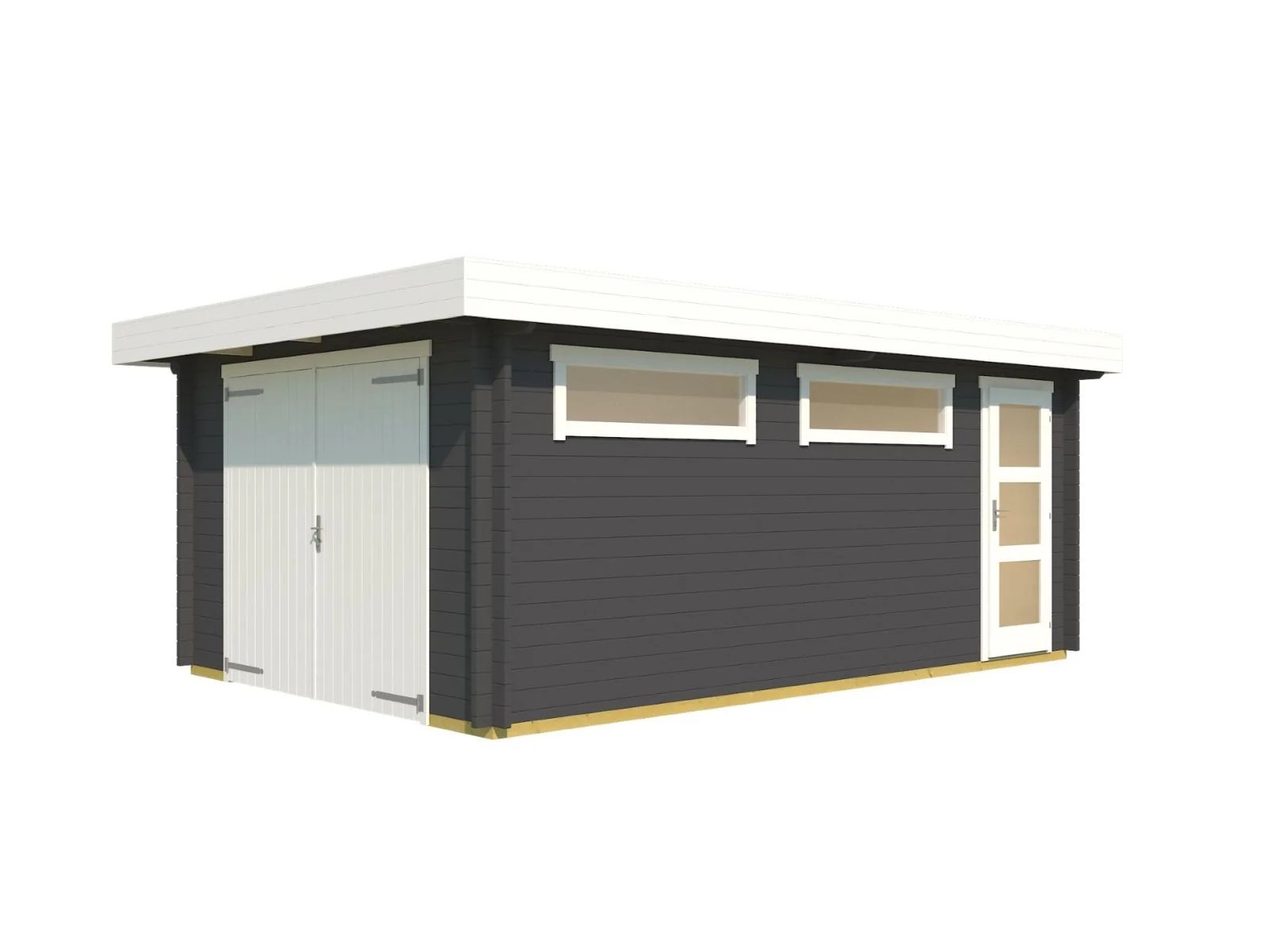 Lasita Blockbohlengarage Canberra mit Holztur, carbongrau, 44 mm - Image 2