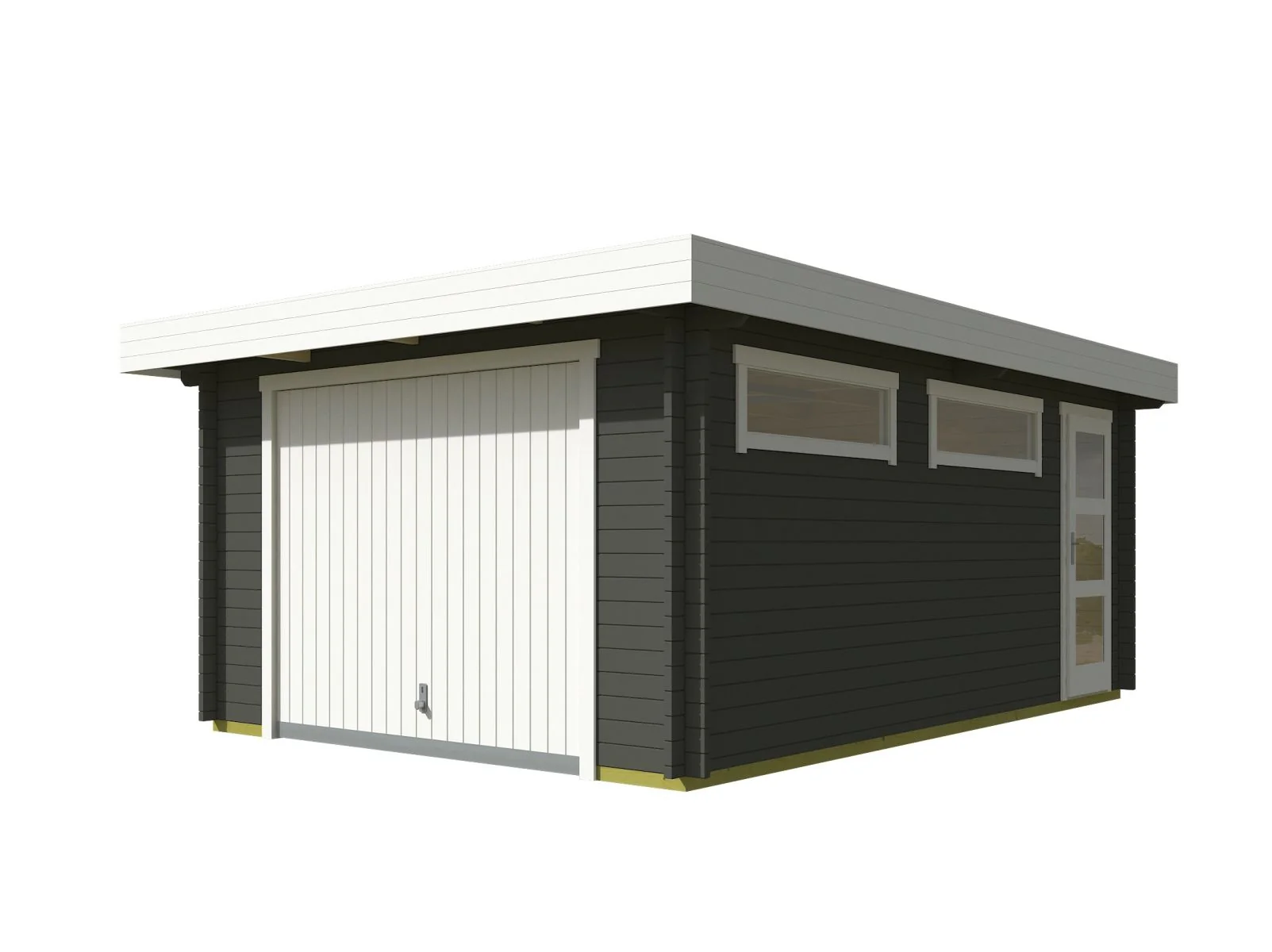 Lasita Blockbohlengarage Canberra mit Schwingtor, grüngrau, 44 mm - Image 2