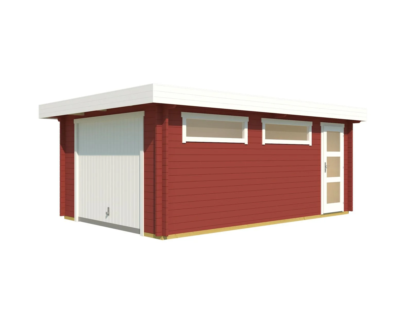 Lasita Blockbohlengarage Canberra mit Schwingtor, schwedenrot, 44 mm - Image 2
