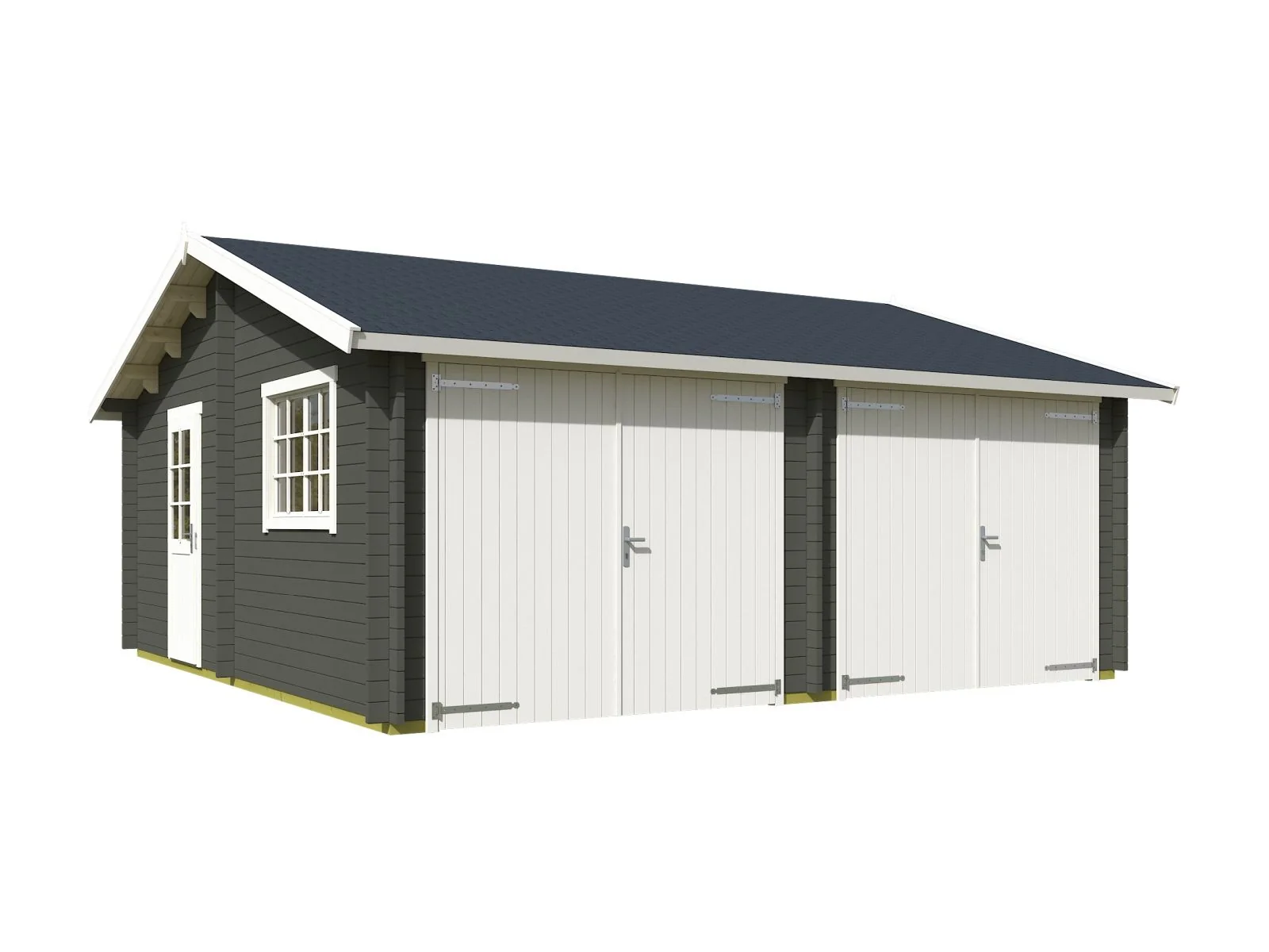Lasita Blockbohlengarage Falkland mit Holztor, grüngrau, 44 mm - Image 2