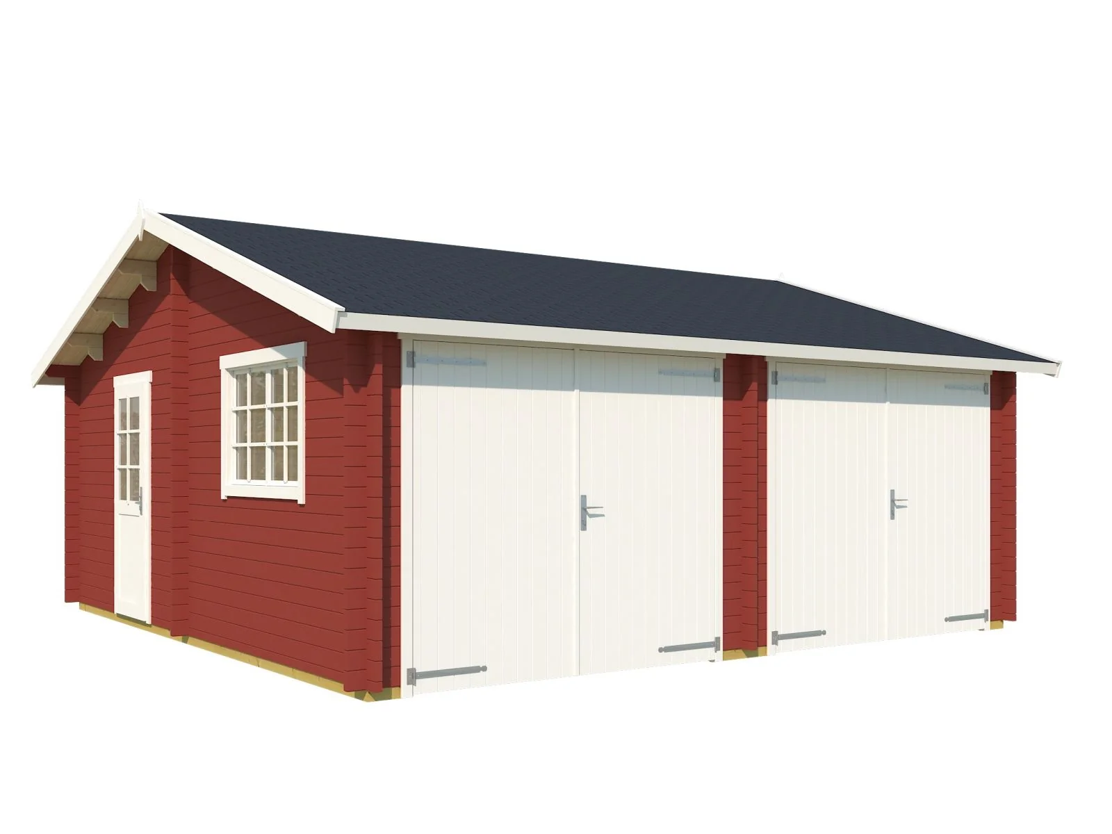 Lasita Blockbohlengarage Falkland mit Holztor, schwedenrot, 44 mm - Image 2