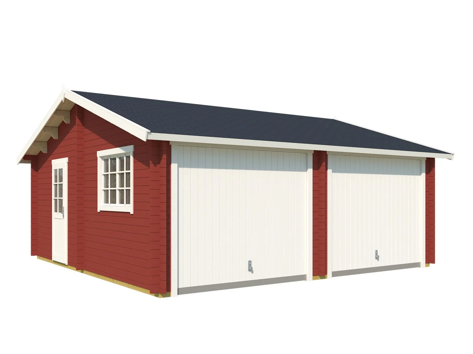 Lasita Blockbohlengarage Falkland mit Schwingtor, schwedenrot, 44 mm - Image 2