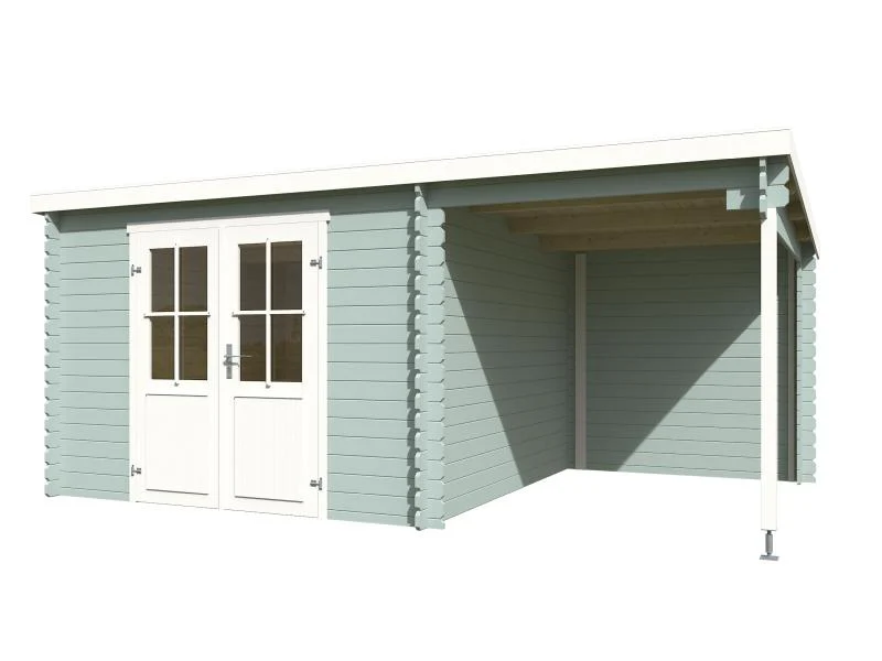 Lasita Blockbohlenhaus Tampa mit Anbau gletschergrün 28 mm - Image 2