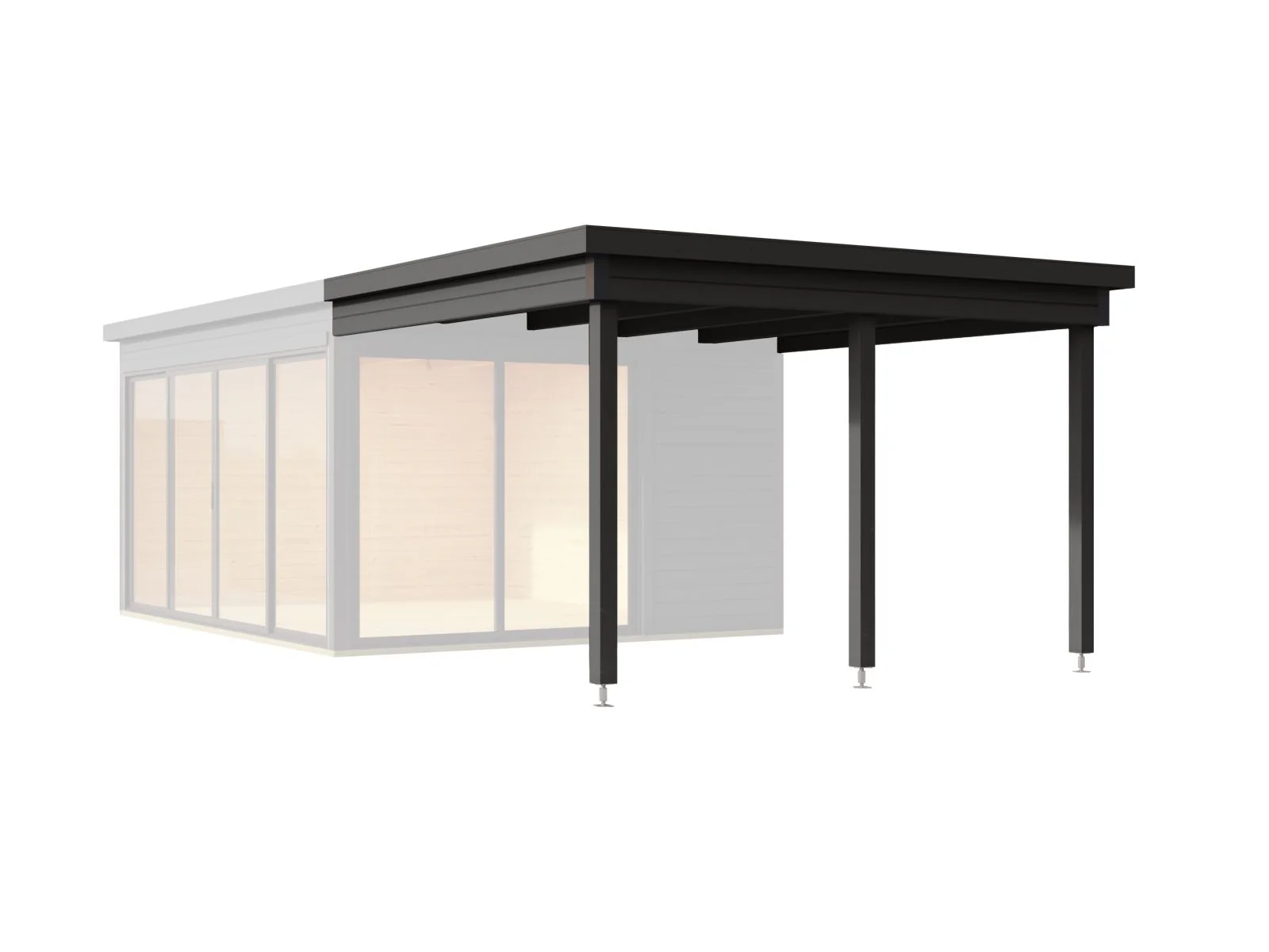 Lasita Dachverlängerung für Gartenhaus Demo 3 und 4, carbongrau - Image 2