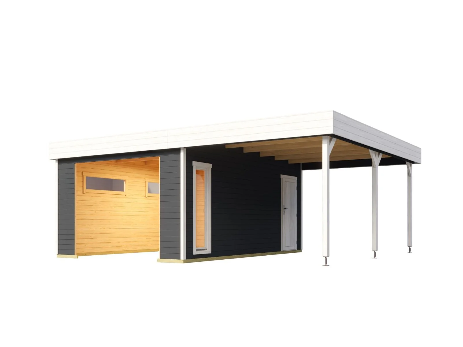 Lasita Garage Bahamas 1 inkl. Carport, carbongrau, 44 mm - Image 2