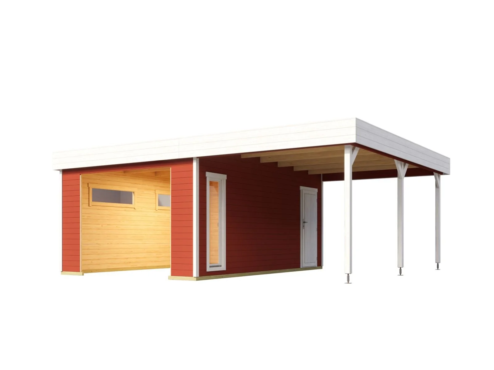 Lasita Garage Bahamas 1 inkl. Carport, schwedenrot, 44 mm - Image 2