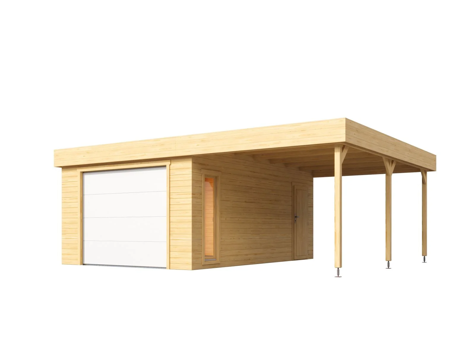 Lasita Garage Bahamas 1 inkl. Carport und Sektionaltor, naturbelassen, 44 mm - Image 4