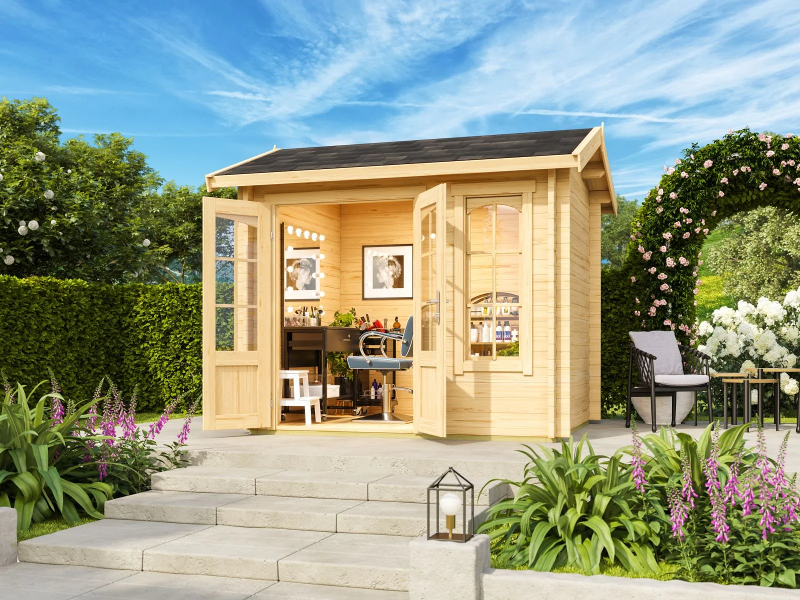Lasita Gartenhaus Alex Mini 44 mm Wandstärke, natur