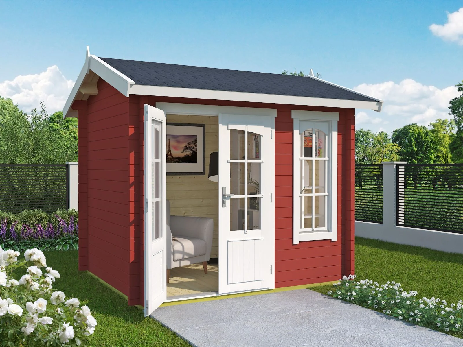 Lasita Gartenhaus Alex Mini 44 mm Wandstärke, schwedenrot - Image 2