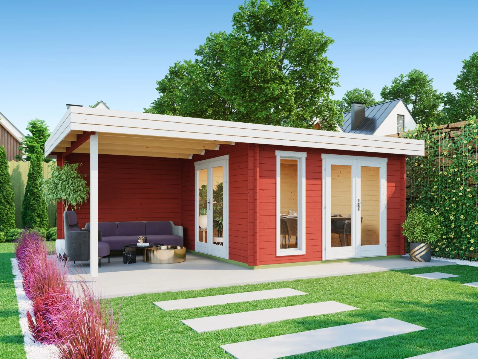 Lasita Gartenhaus Anders 44 mm Wandstärke, schwedenrot