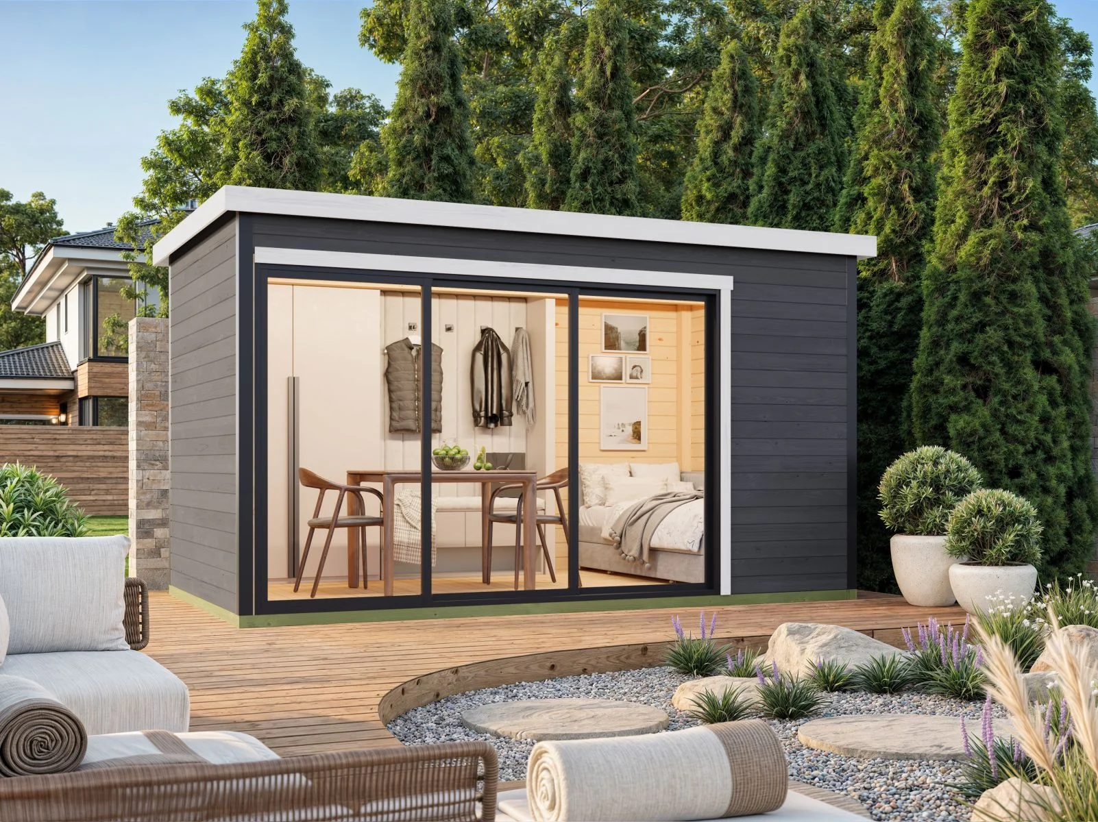 Lasita Gartenhaus Austin 4, carbongrau