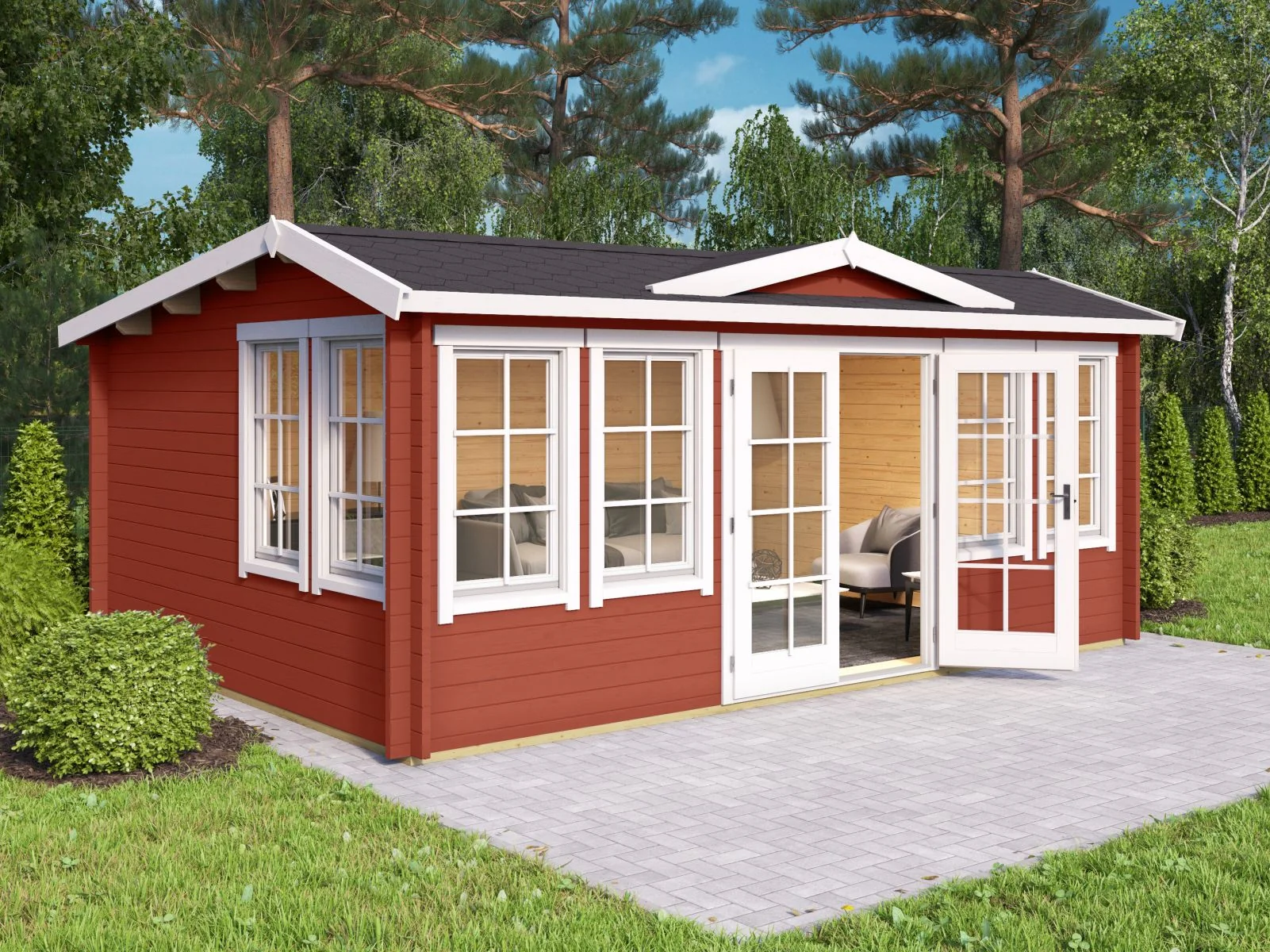 Lasita Gartenhaus Balmoral natur 44 mm, schwedenrot