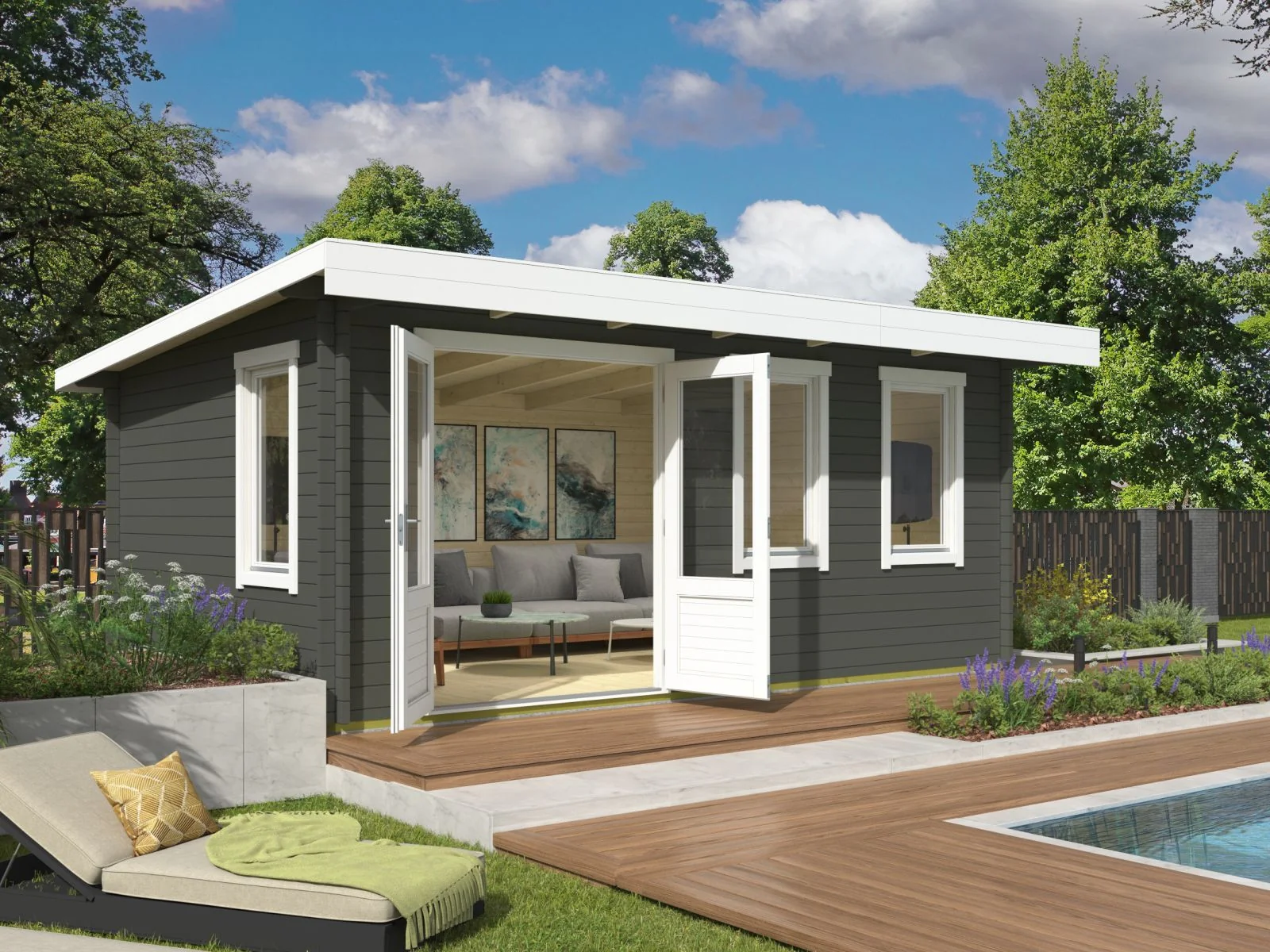 Lasita Gartenhaus Baruda 40 mm, grüngrau