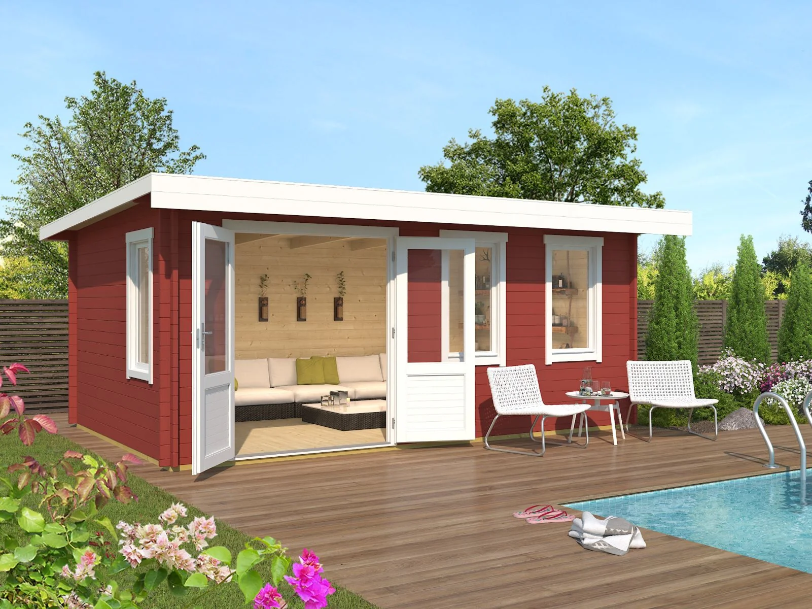 Lasita Gartenhaus Baruda 40 mm, schwedenrot